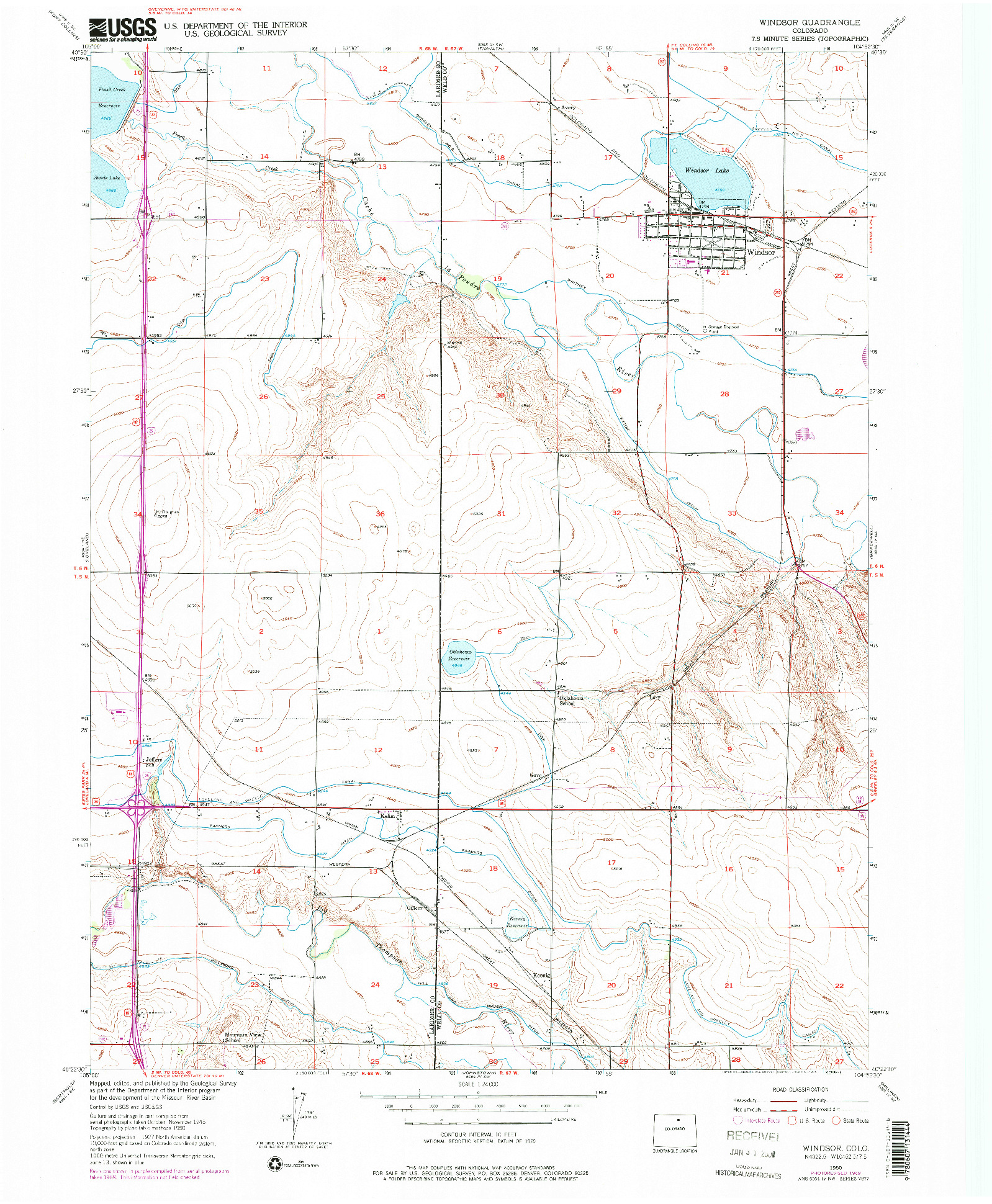 USGS 1:24000-SCALE QUADRANGLE FOR WINDSOR, CO 1950
