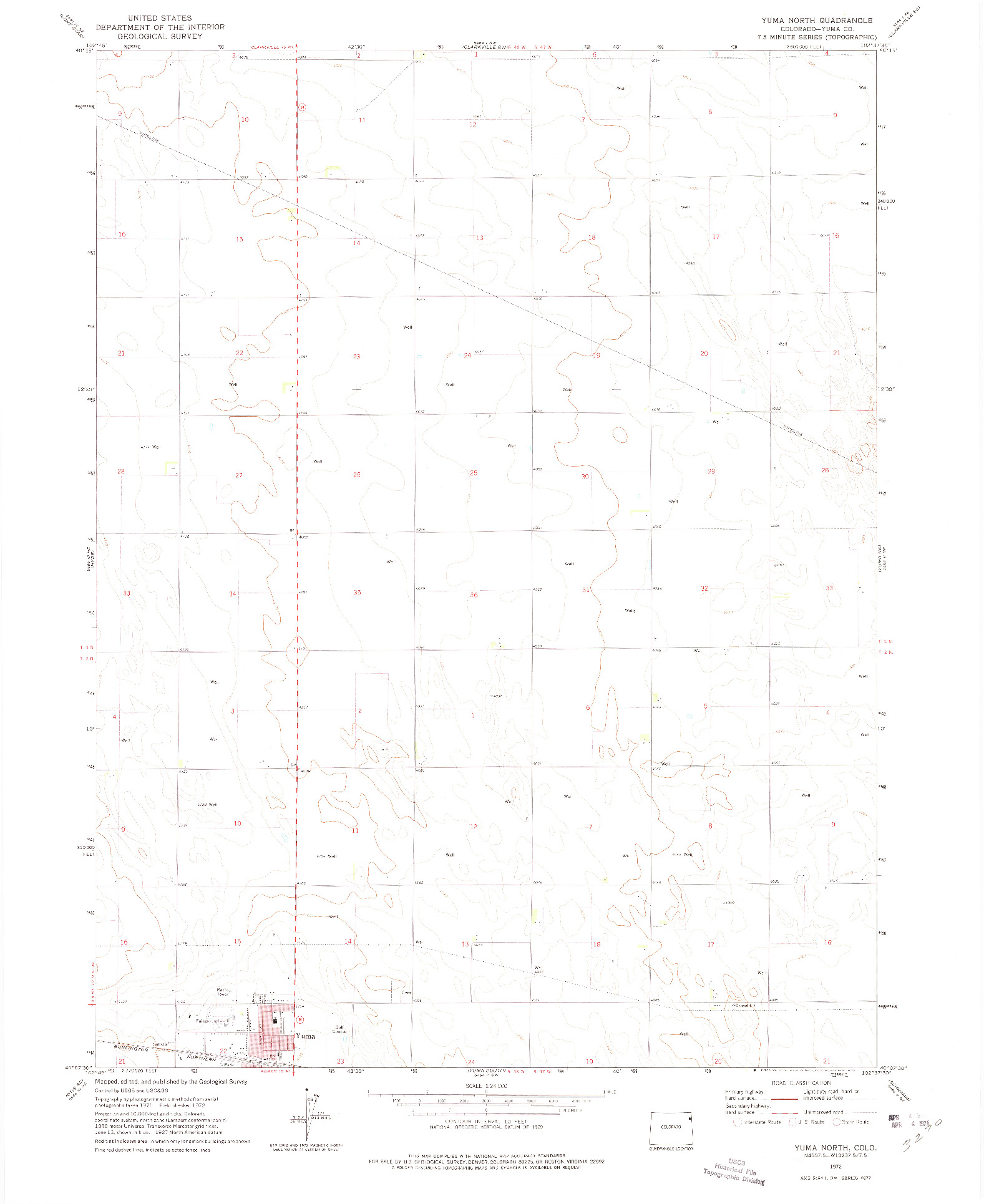 USGS 1:24000-SCALE QUADRANGLE FOR YUMA NORTH, CO 1972
