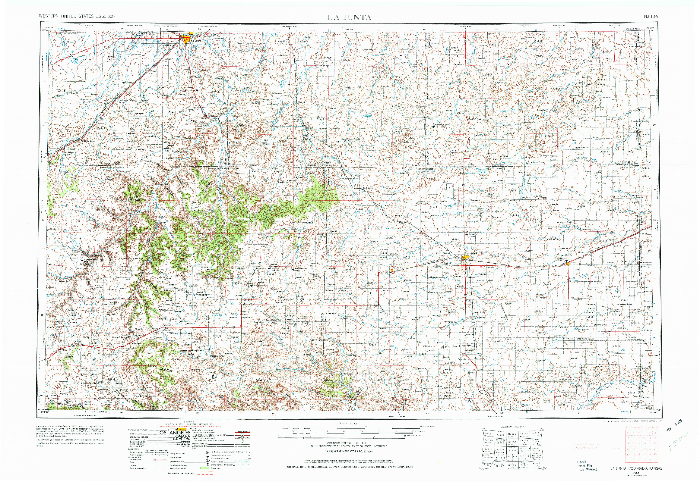 USGS 1:250000-SCALE QUADRANGLE FOR LA JUNTA, CO 1955