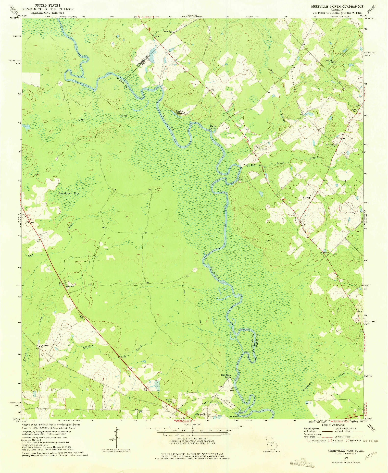 USGS 1:24000-SCALE QUADRANGLE FOR ABBEVILLE NORTH, GA 1972
