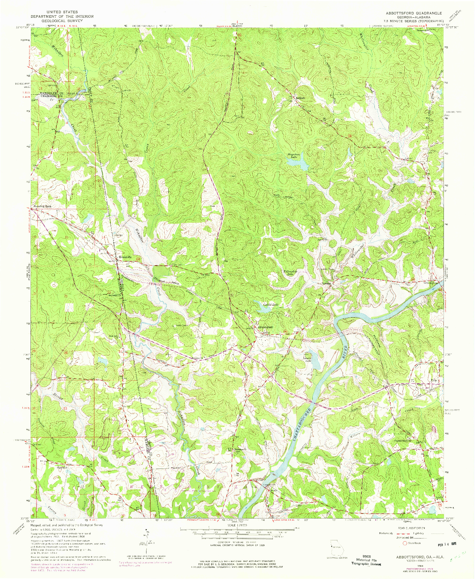 USGS 1:24000-SCALE QUADRANGLE FOR ABBOTTSFORD, GA 1964