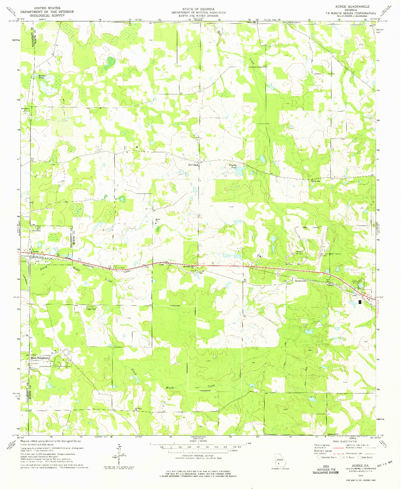 USGS 1:24000-SCALE QUADRANGLE FOR ACREE, GA 1973