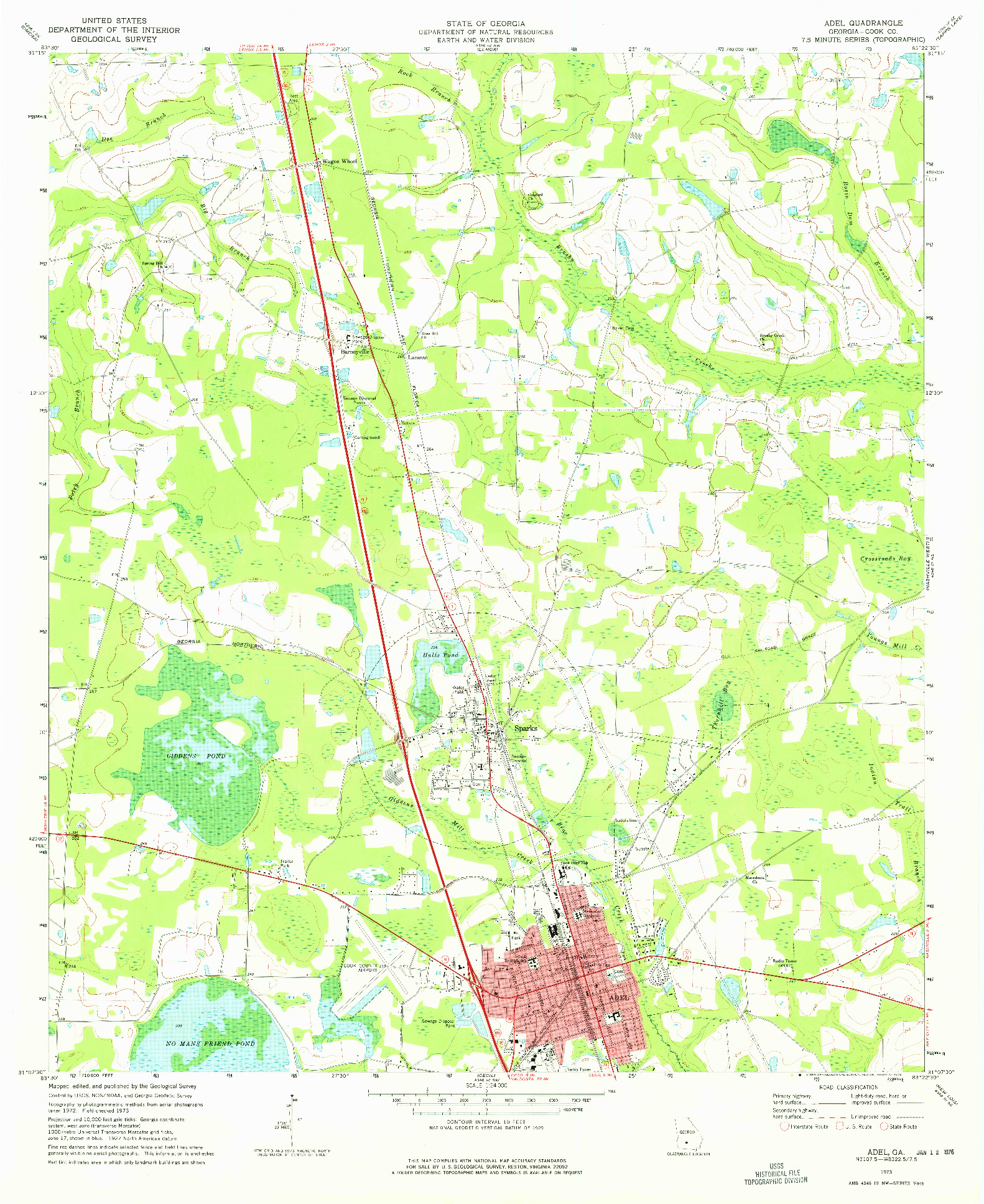 USGS 1:24000-SCALE QUADRANGLE FOR ADEL, GA 1973