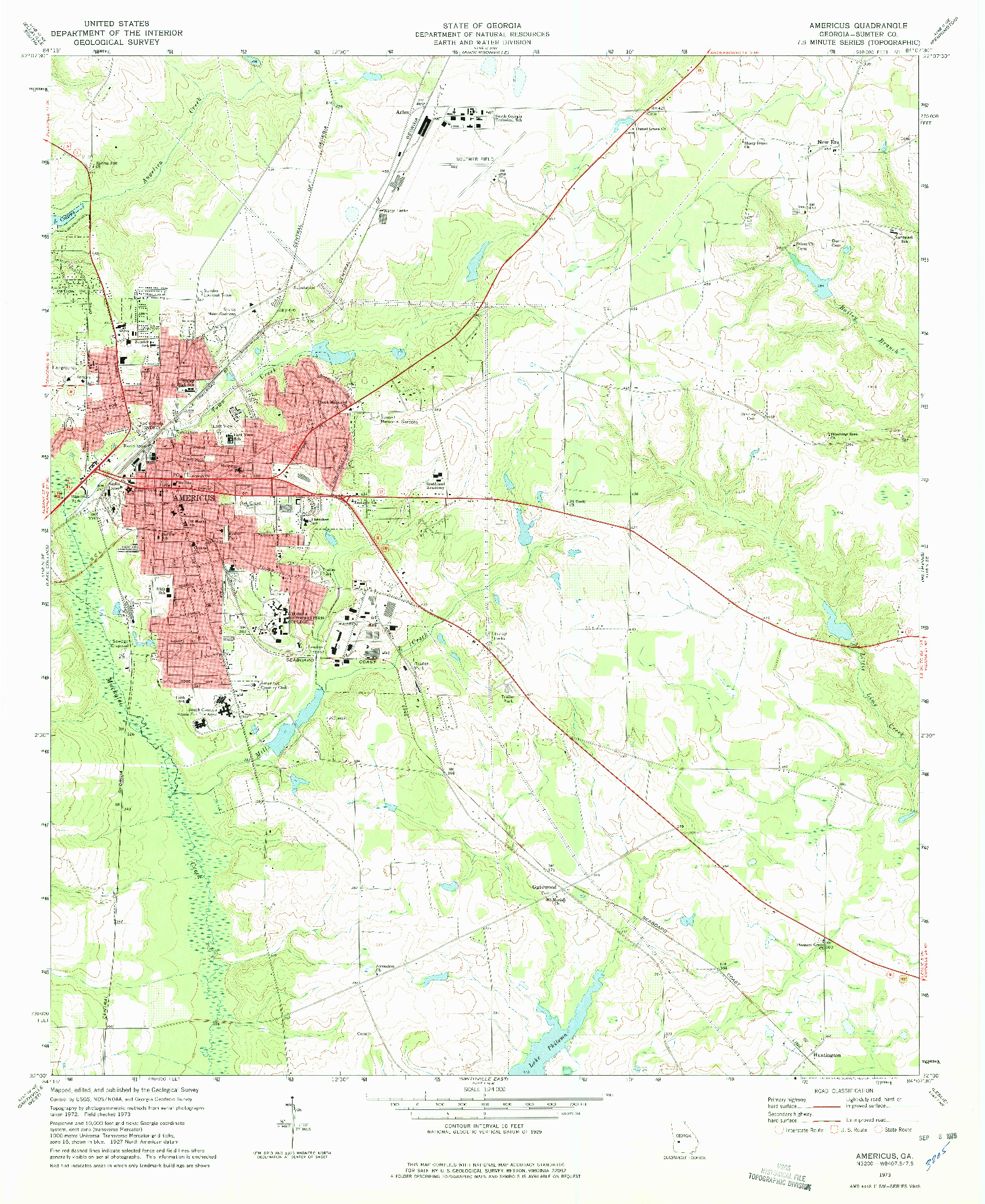 USGS 1:24000-SCALE QUADRANGLE FOR AMERICUS, GA 1973