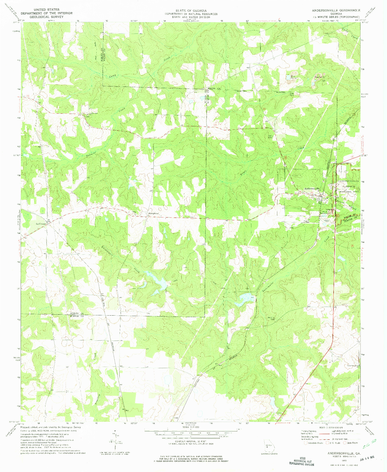 USGS 1:24000-SCALE QUADRANGLE FOR ANDERSONVILLE, GA 1972