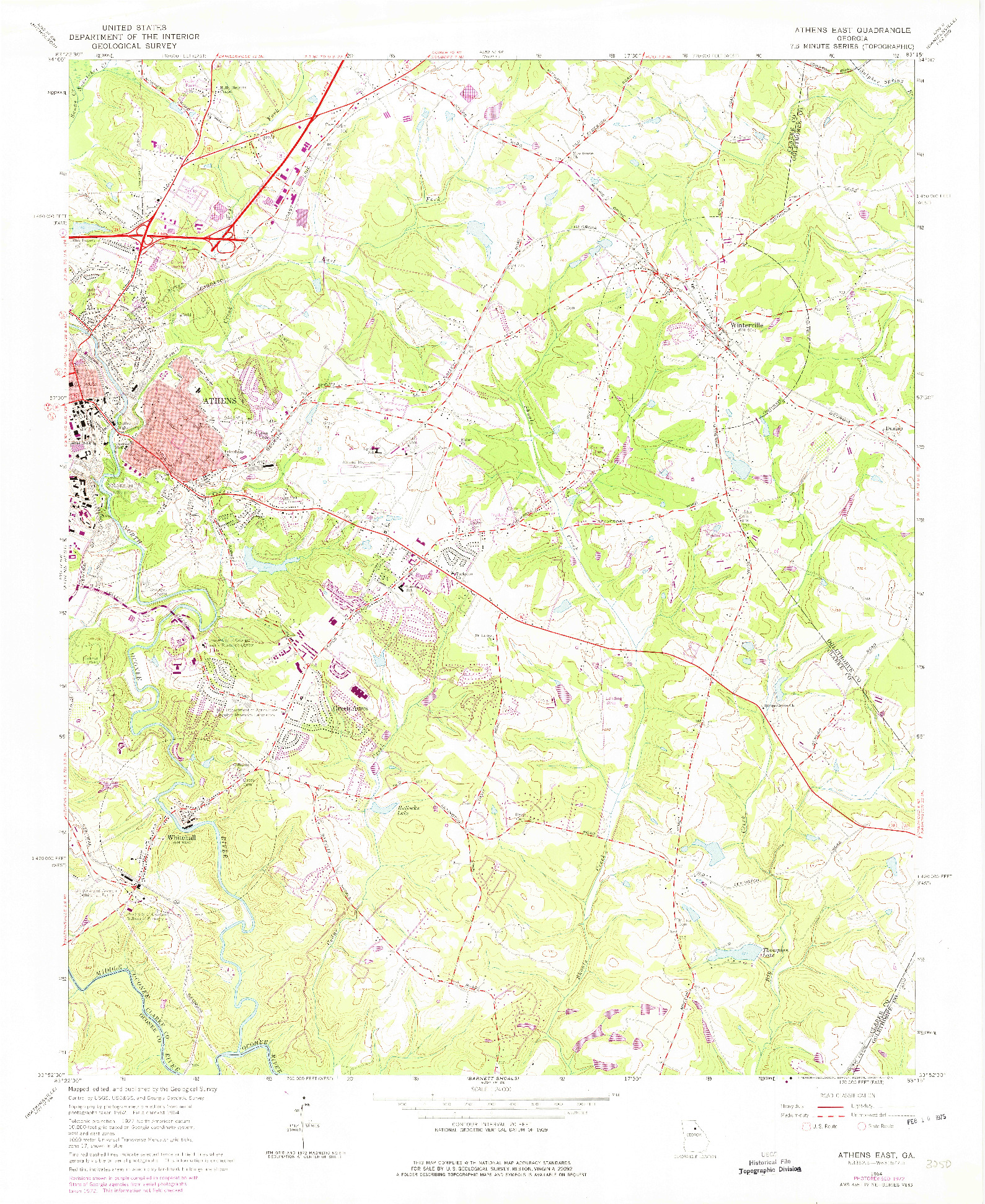 USGS 1:24000-SCALE QUADRANGLE FOR ATHENS EAST, GA 1964