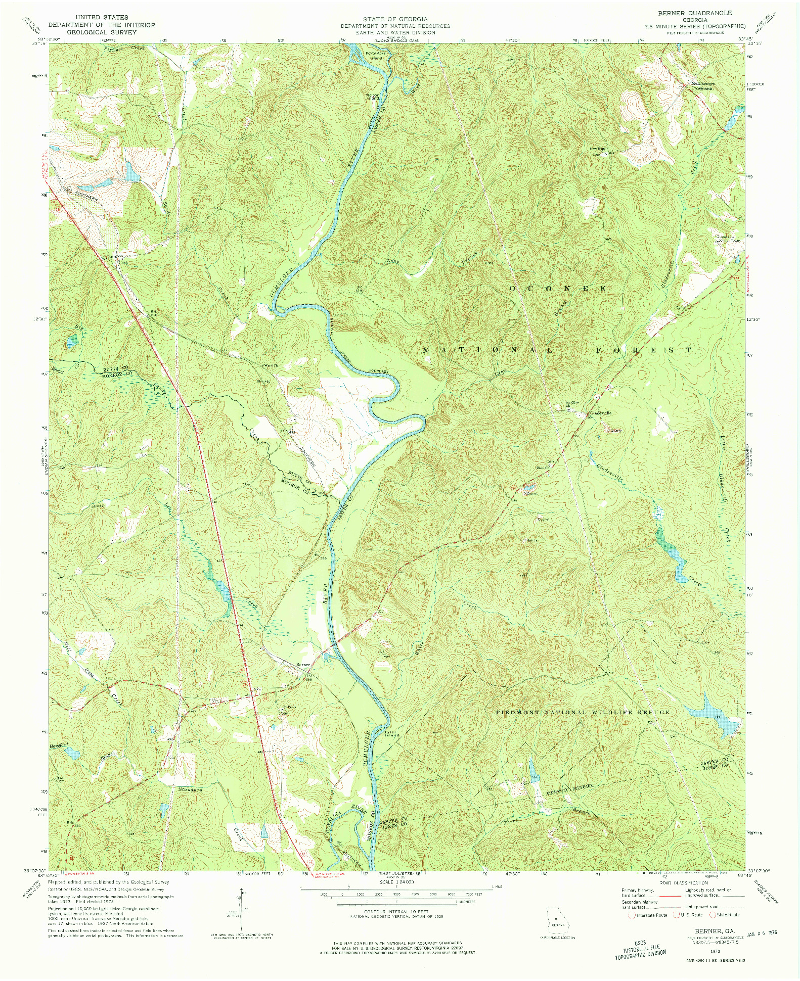 USGS 1:24000-SCALE QUADRANGLE FOR BERNER, GA 1973