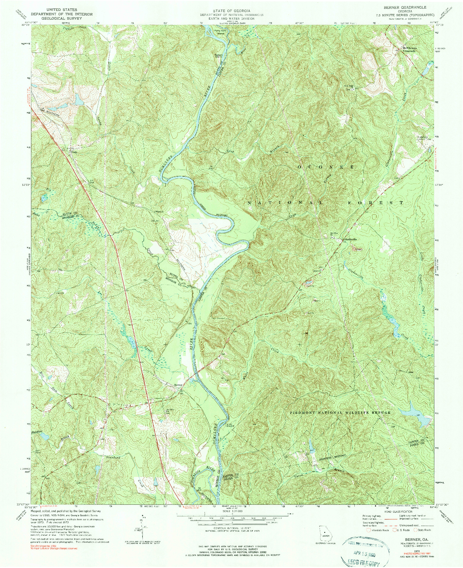 USGS 1:24000-SCALE QUADRANGLE FOR BERNER, GA 1973