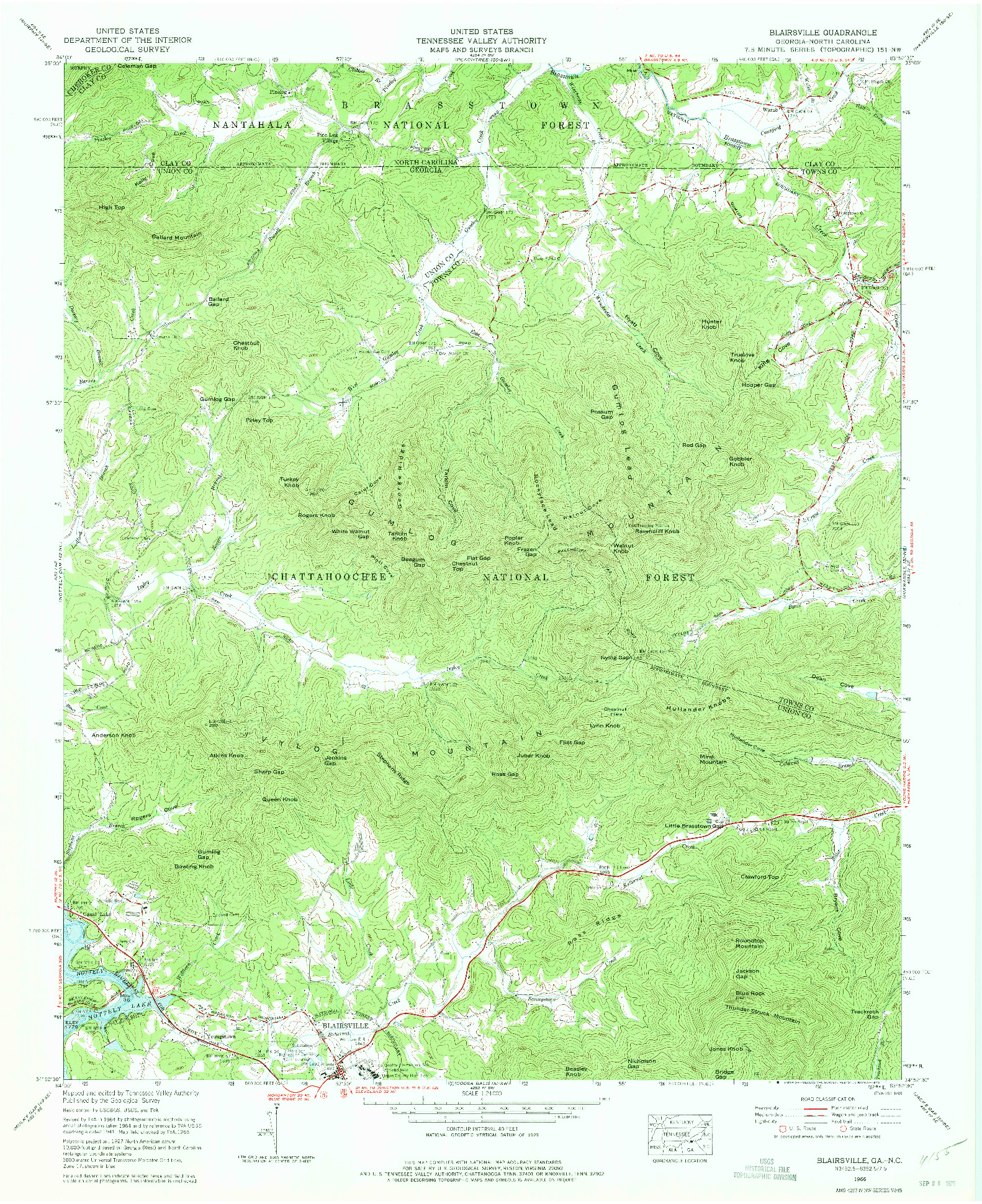 USGS 1:24000-SCALE QUADRANGLE FOR BLAIRSVILLE, GA 1966