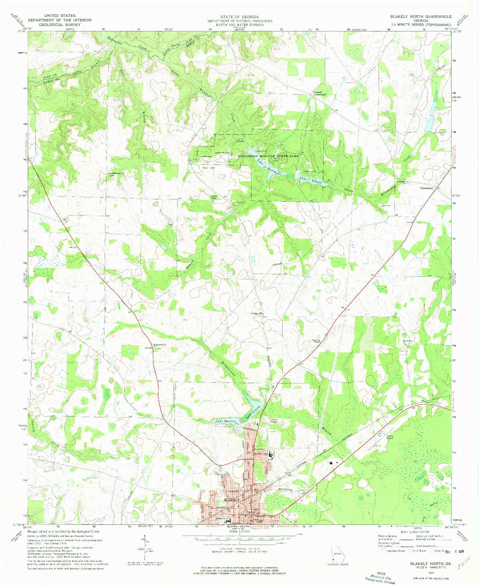 USGS 1:24000-SCALE QUADRANGLE FOR BLAKELY NORTH, GA 1973