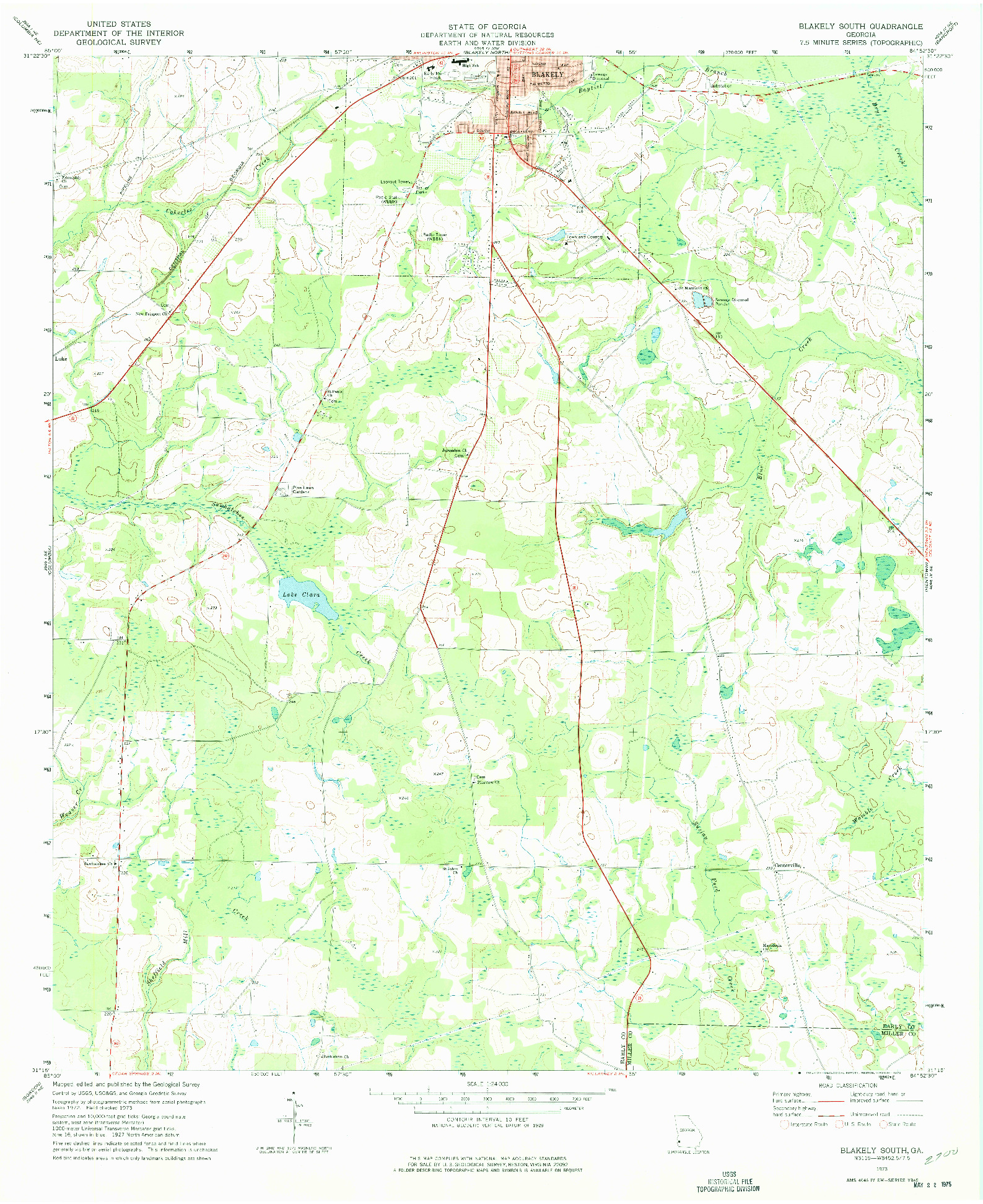 USGS 1:24000-SCALE QUADRANGLE FOR BLAKELY SOUTH, GA 1973