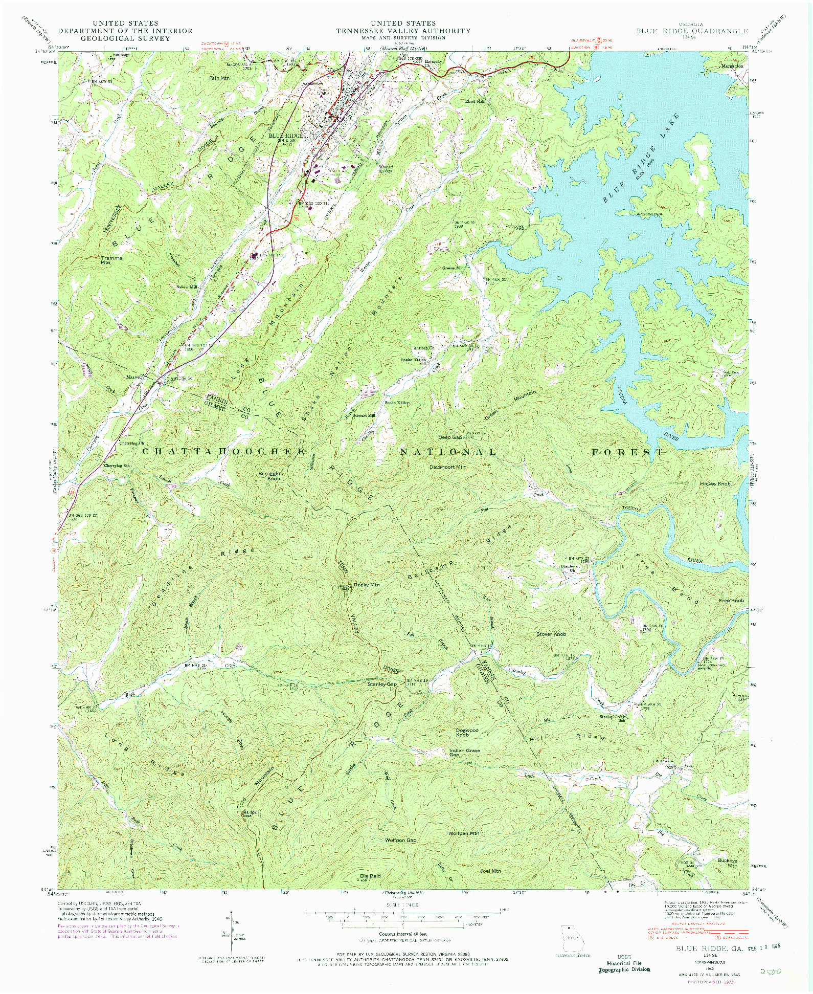 USGS 1:24000-SCALE QUADRANGLE FOR BLUE RIDGE, GA 1946