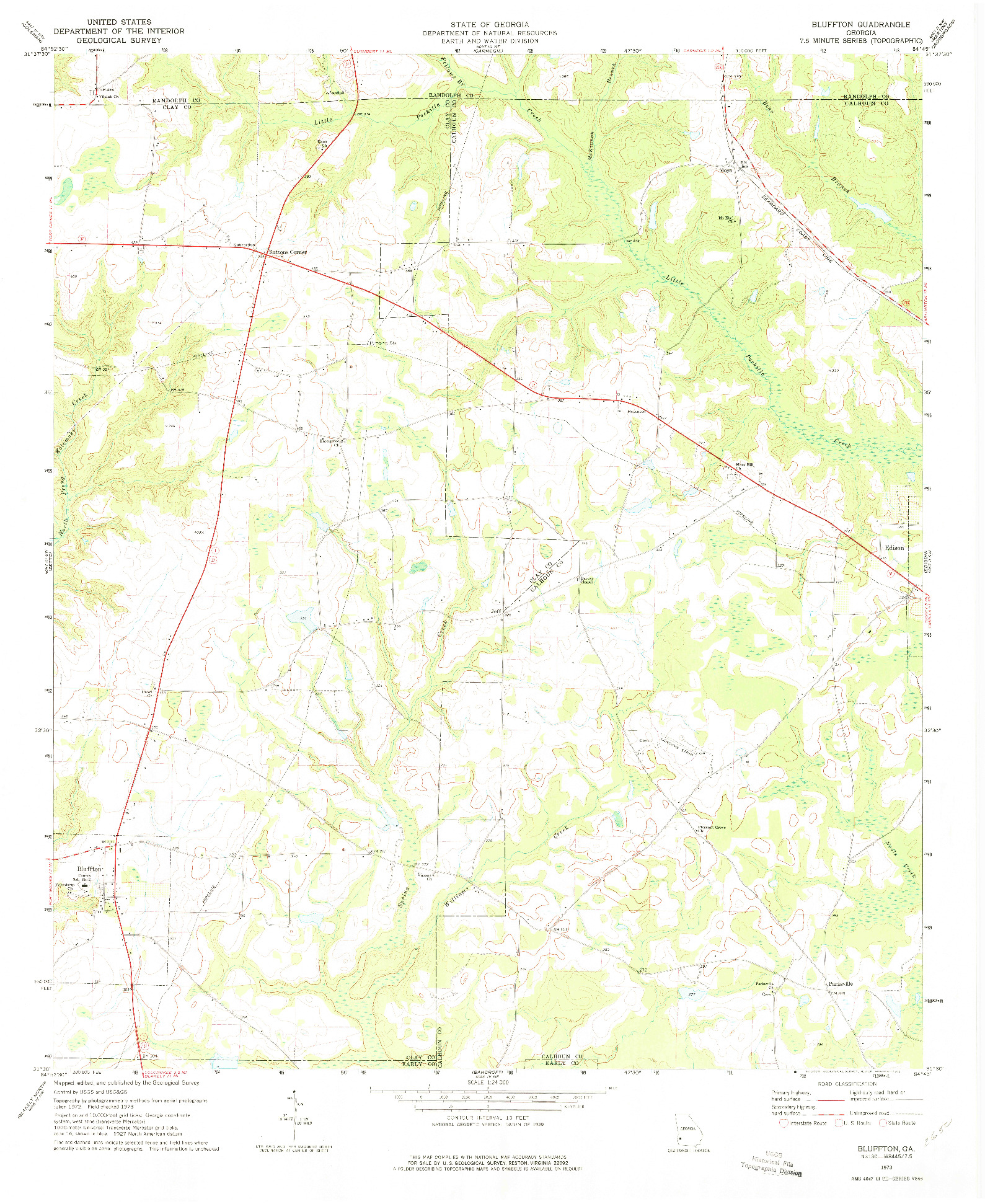 USGS 1:24000-SCALE QUADRANGLE FOR BLUFFTON, GA 1973