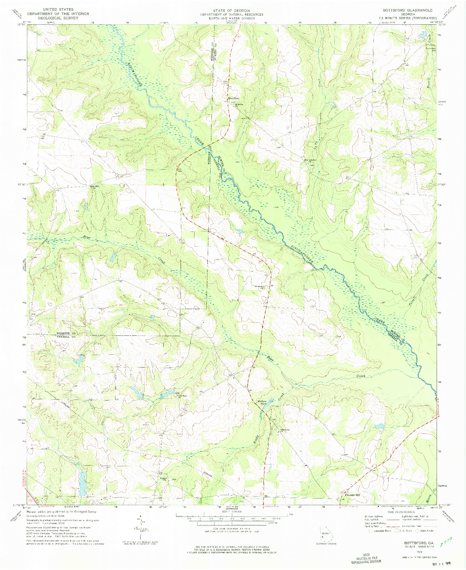 USGS 1:24000-SCALE QUADRANGLE FOR BOTTSFORD, GA 1973
