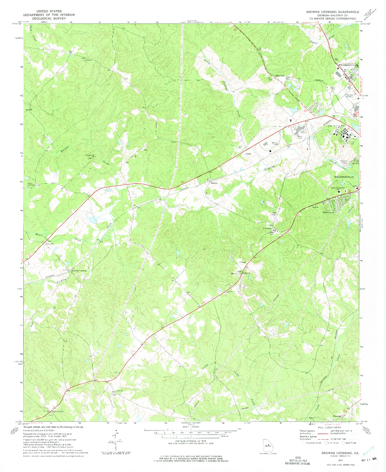 USGS 1:24000-SCALE QUADRANGLE FOR BROWNS CROSSING, GA 1972