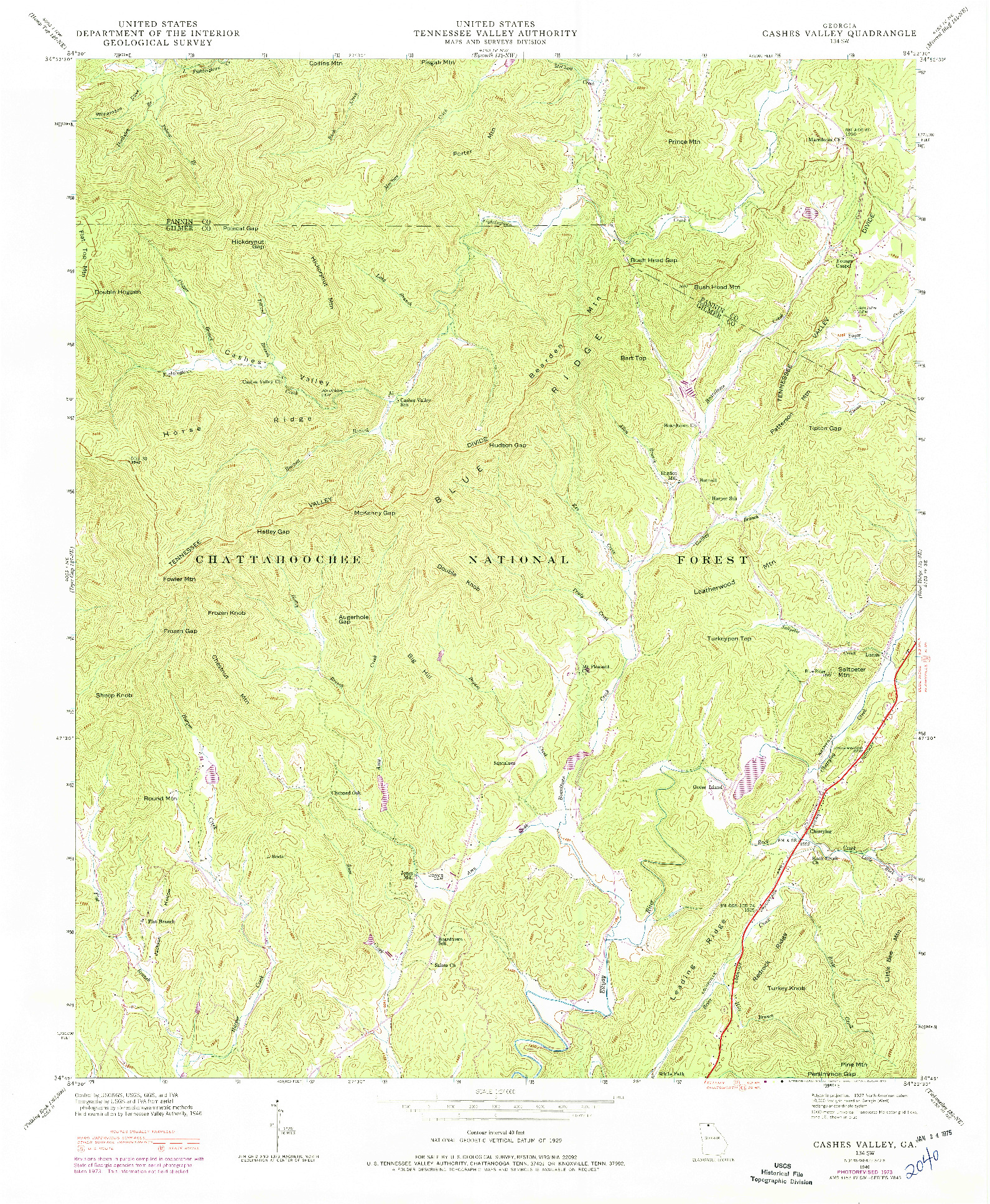 USGS 1:24000-SCALE QUADRANGLE FOR CASHES VALLEY, GA 1946
