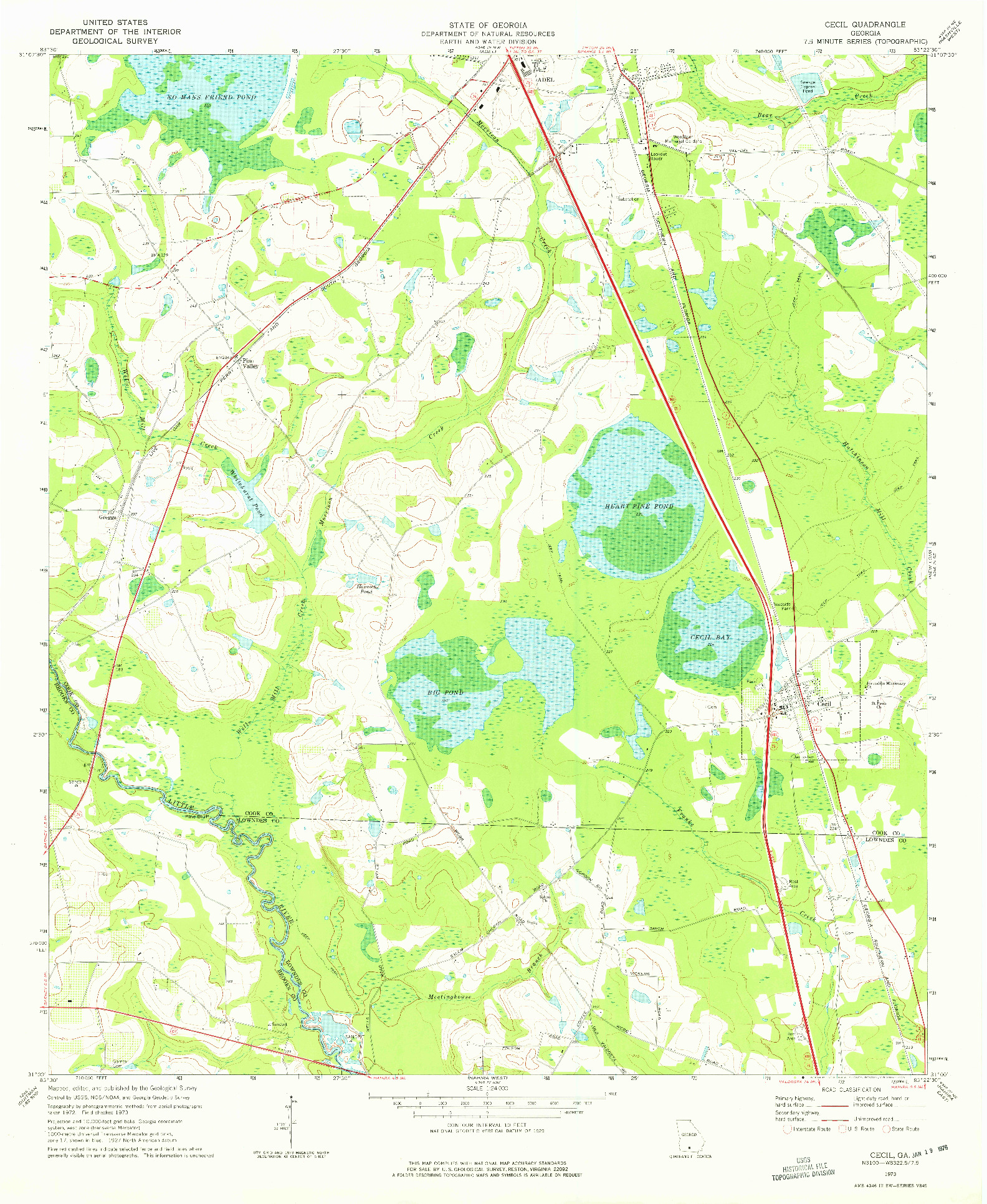 USGS 1:24000-SCALE QUADRANGLE FOR CECIL, GA 1973