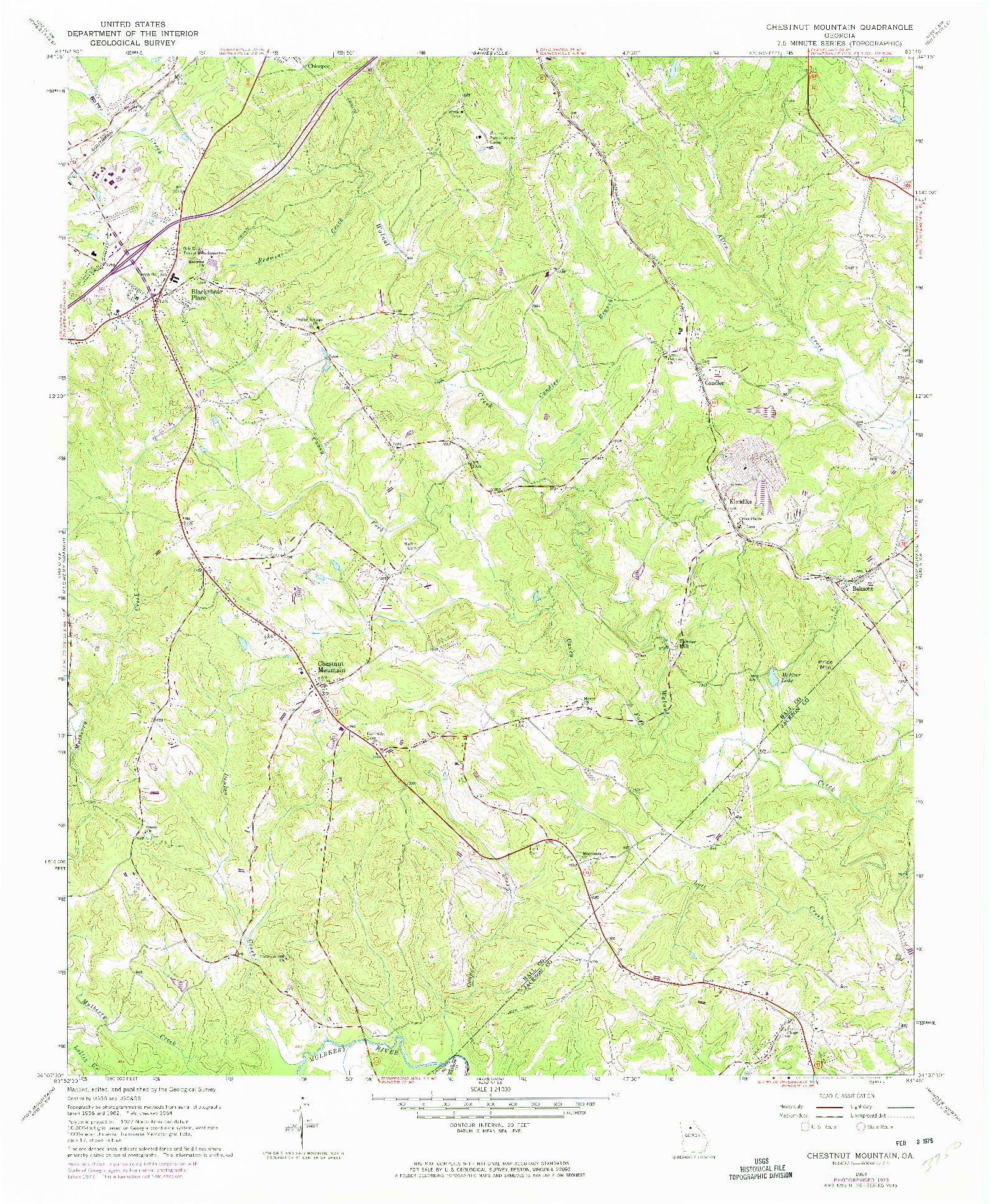USGS 1:24000-SCALE QUADRANGLE FOR CHESTNUT MOUNTAIN, GA 1964