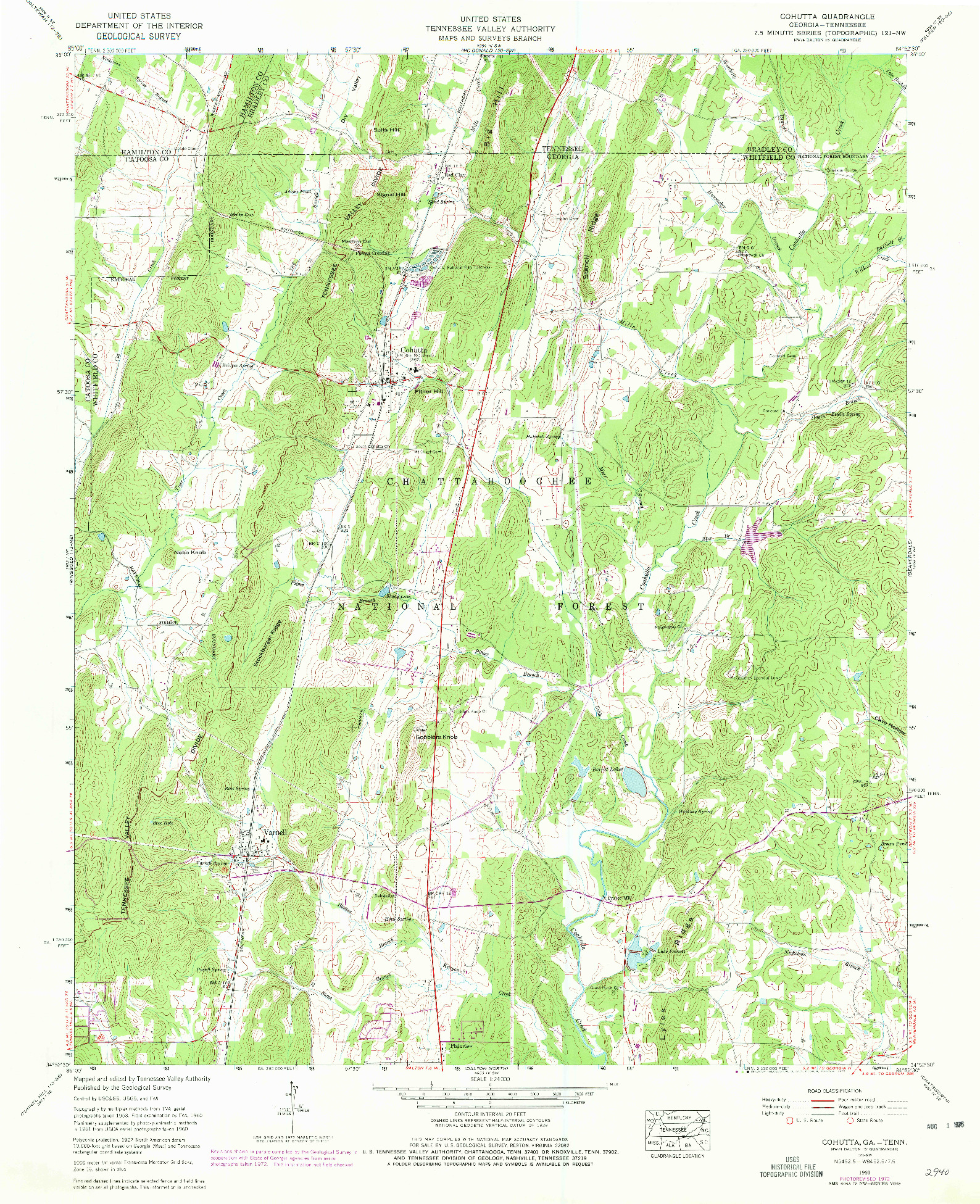 USGS 1:24000-SCALE QUADRANGLE FOR COHUTTA, GA 1960
