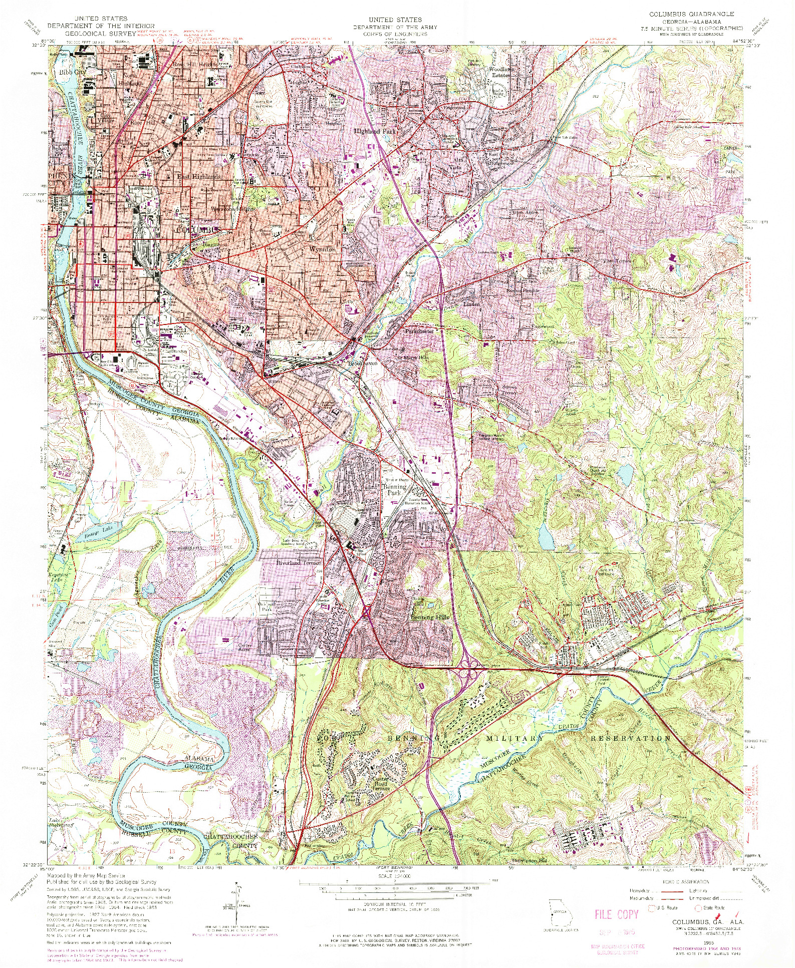 USGS 1:24000-SCALE QUADRANGLE FOR COLUMBUS, GA 1955