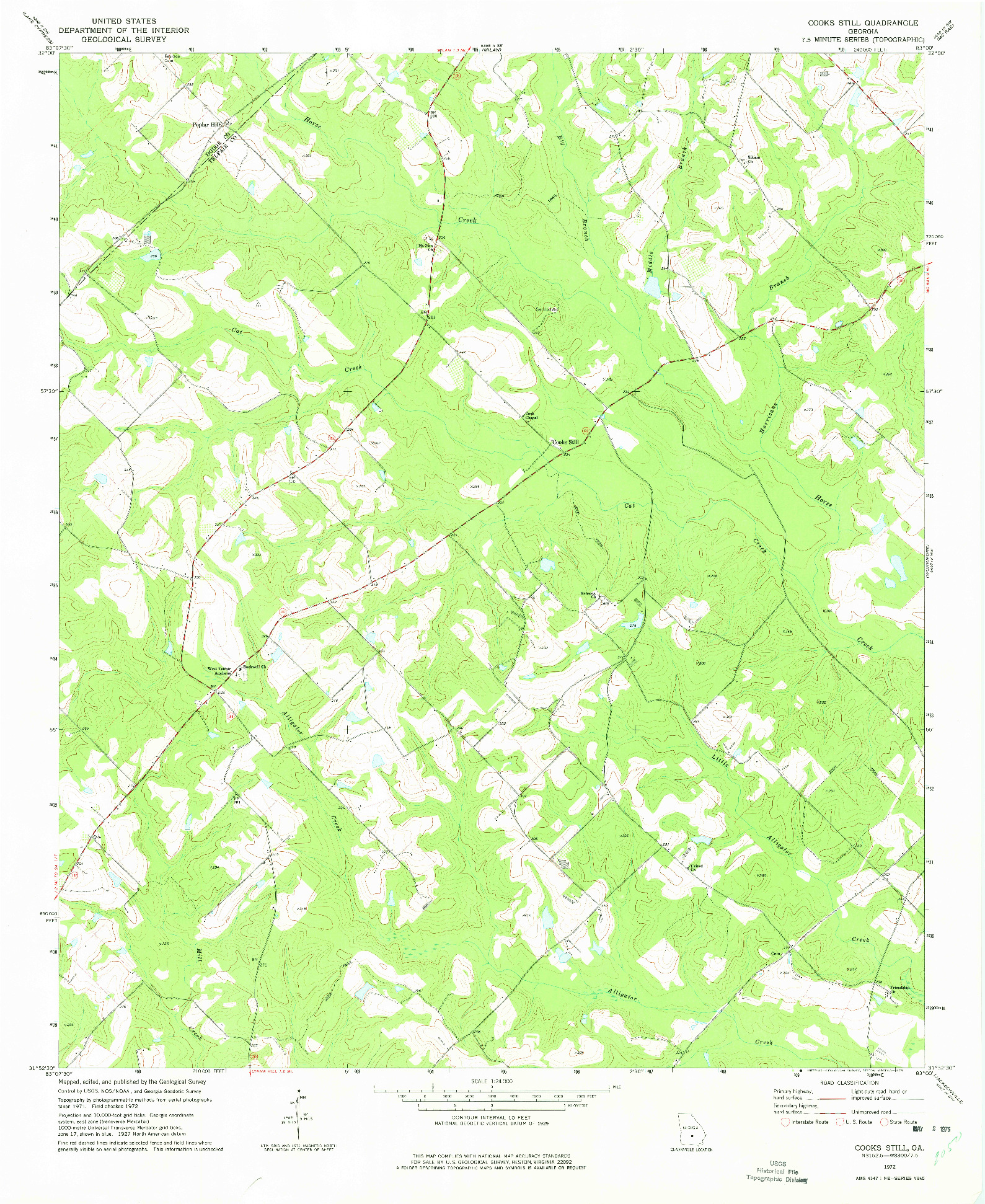 USGS 1:24000-SCALE QUADRANGLE FOR COOKS STILL, GA 1972