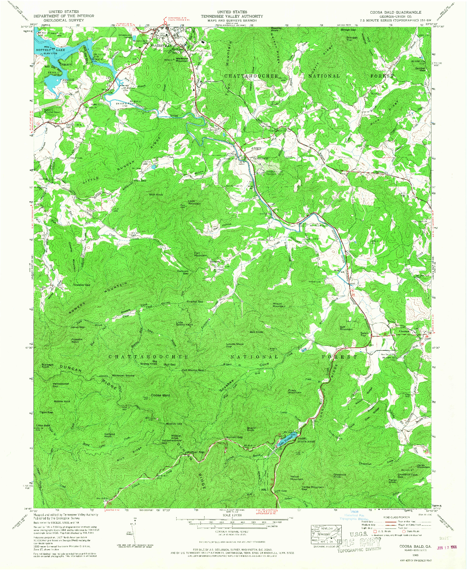 USGS 1:24000-SCALE QUADRANGLE FOR COOSA BALD, GA 1965