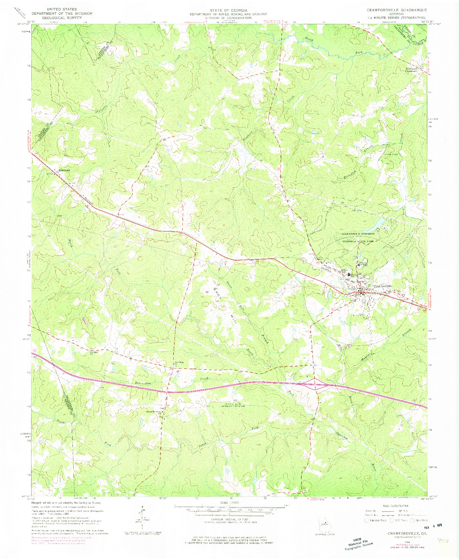 USGS 1:24000-SCALE QUADRANGLE FOR CRAWFORDVILLE, GA 1966