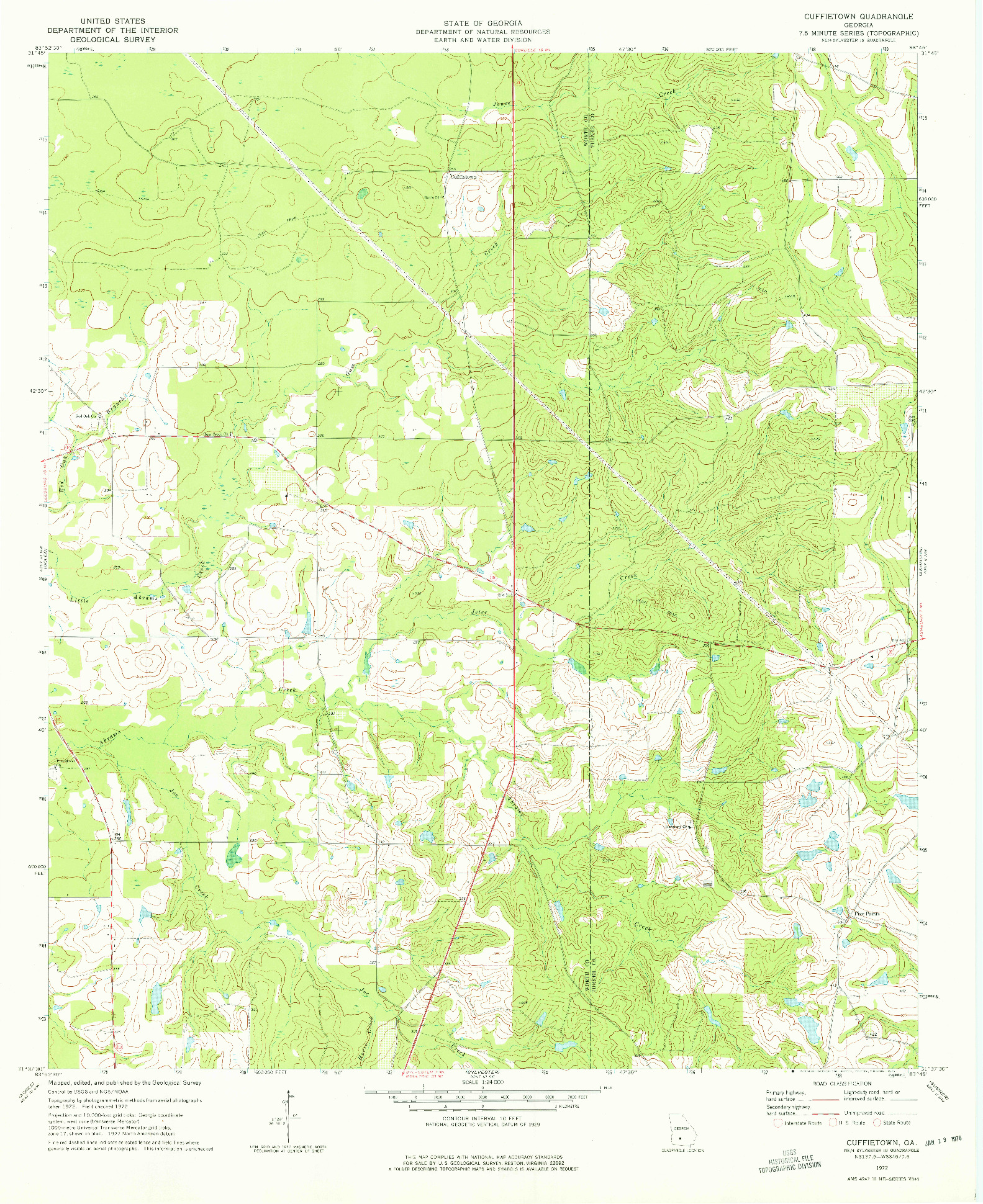 USGS 1:24000-SCALE QUADRANGLE FOR CUFFIETOWN, GA 1972