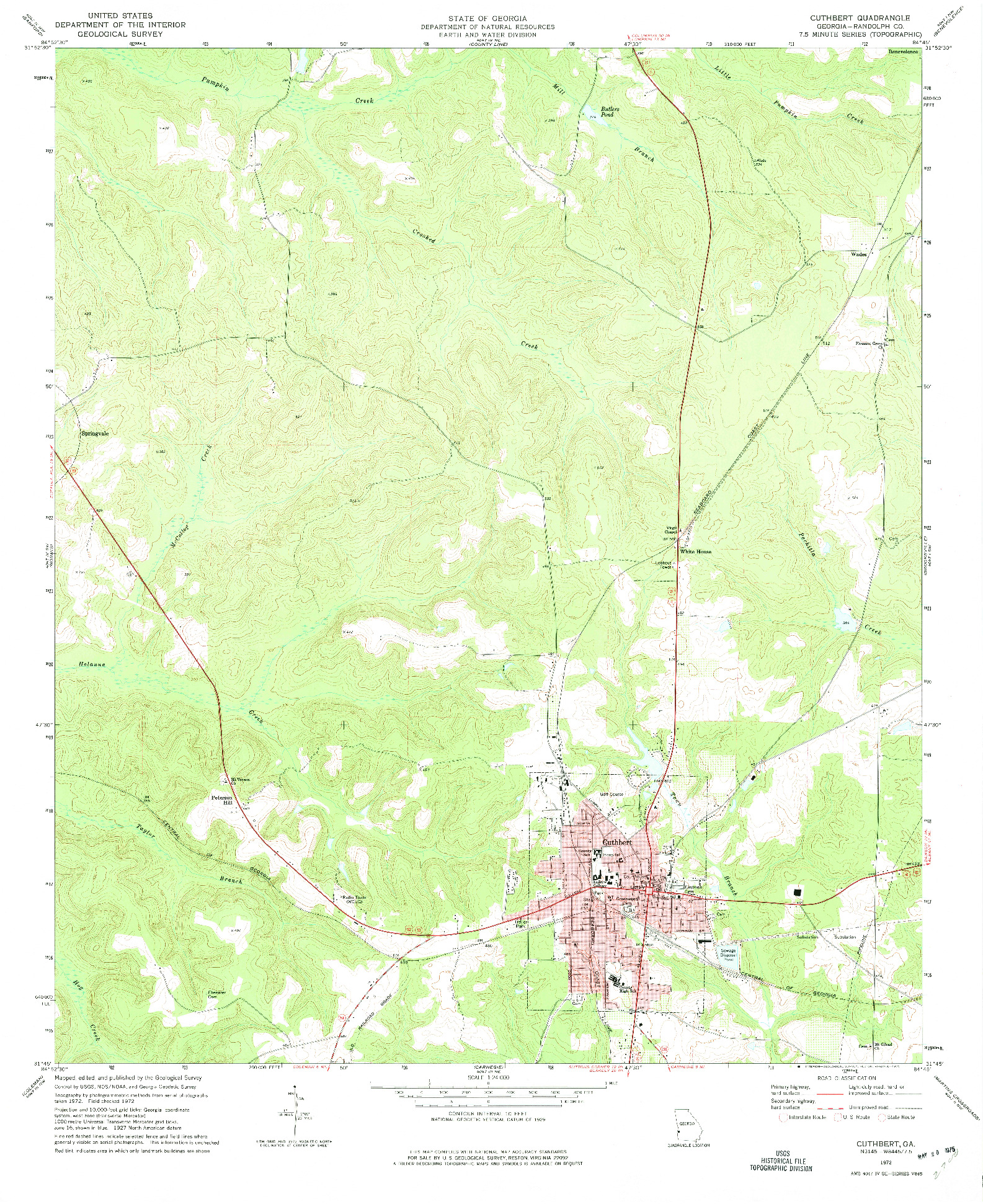 USGS 1:24000-SCALE QUADRANGLE FOR CUTHBERT, GA 1972