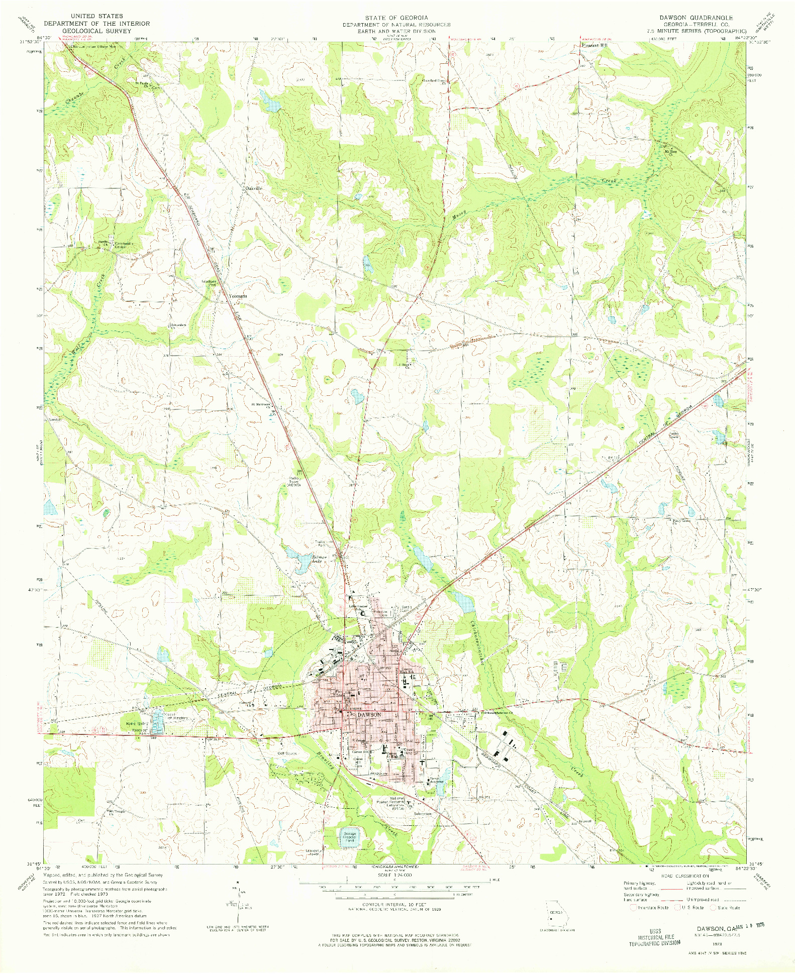 USGS 1:24000-SCALE QUADRANGLE FOR DAWSON, GA 1973