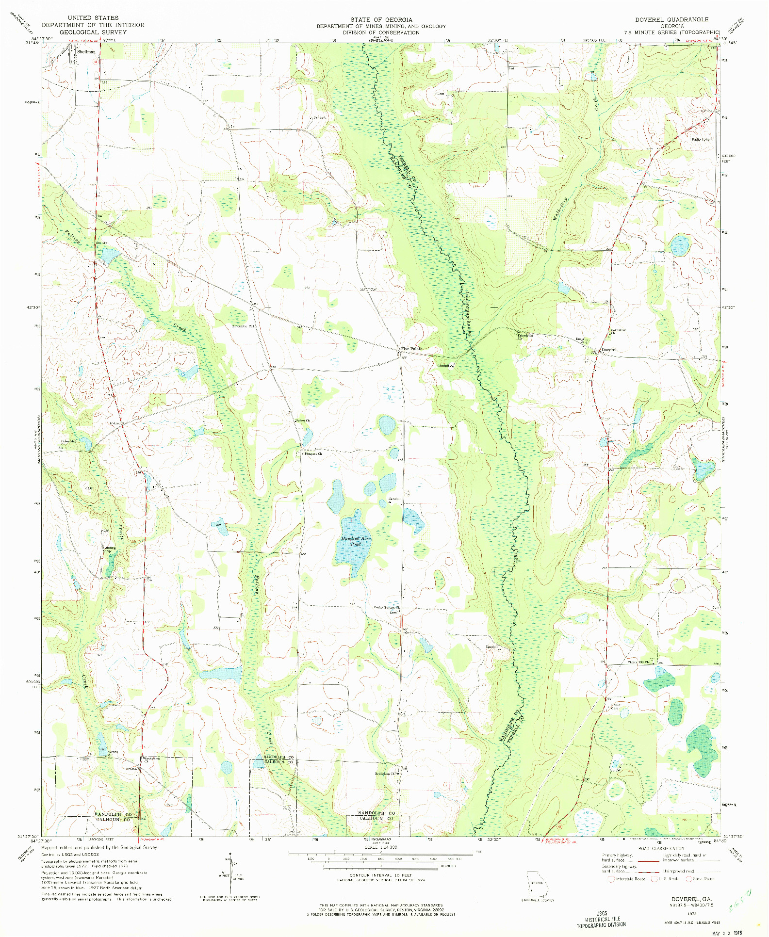 USGS 1:24000-SCALE QUADRANGLE FOR DOVEREL, GA 1973