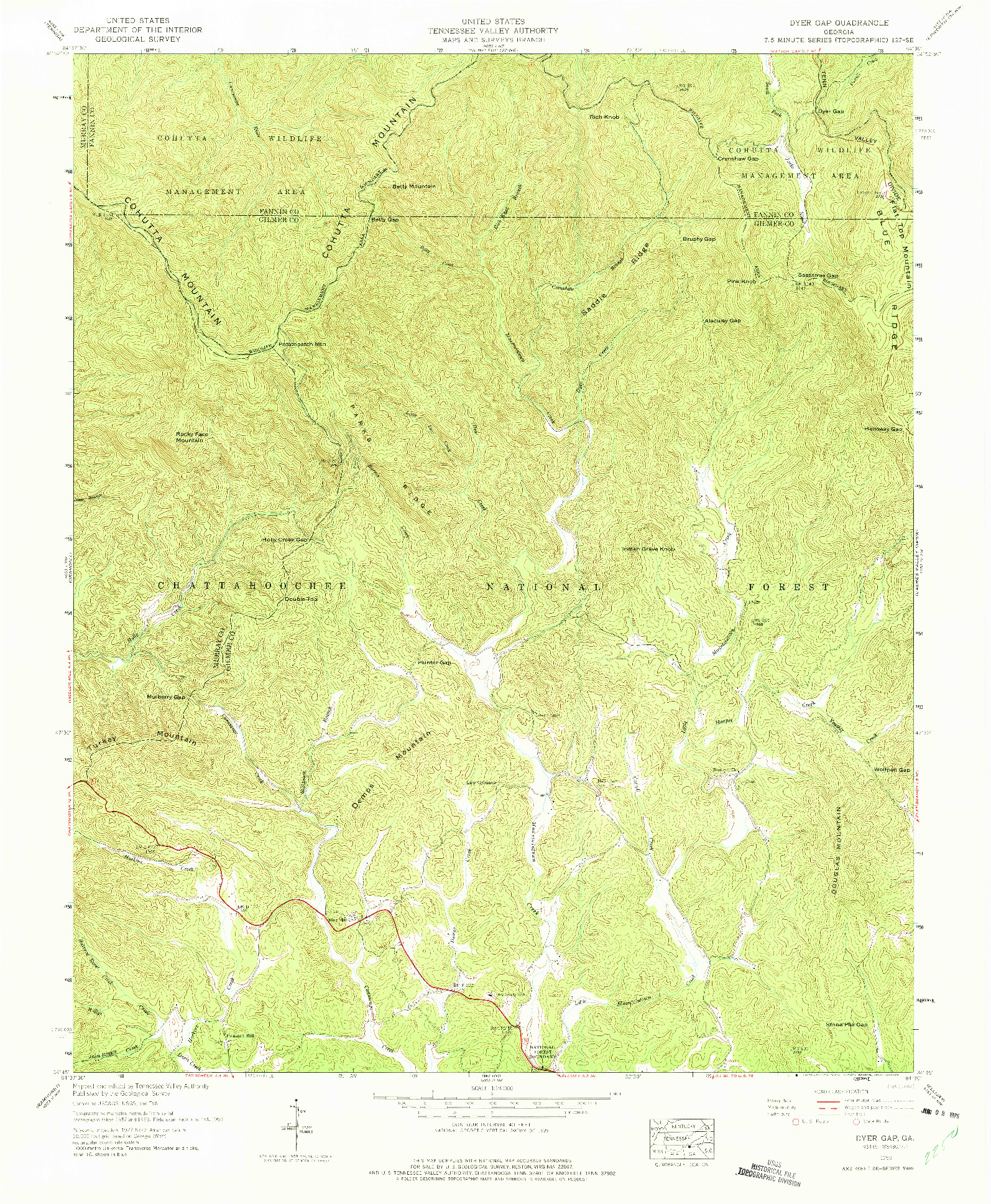 USGS 1:24000-SCALE QUADRANGLE FOR DYER GAP, GA 1959