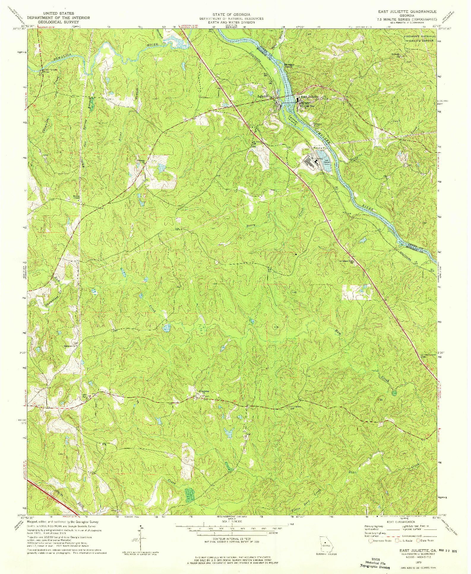 USGS 1:24000-SCALE QUADRANGLE FOR EAST JULIETTE, GA 1973