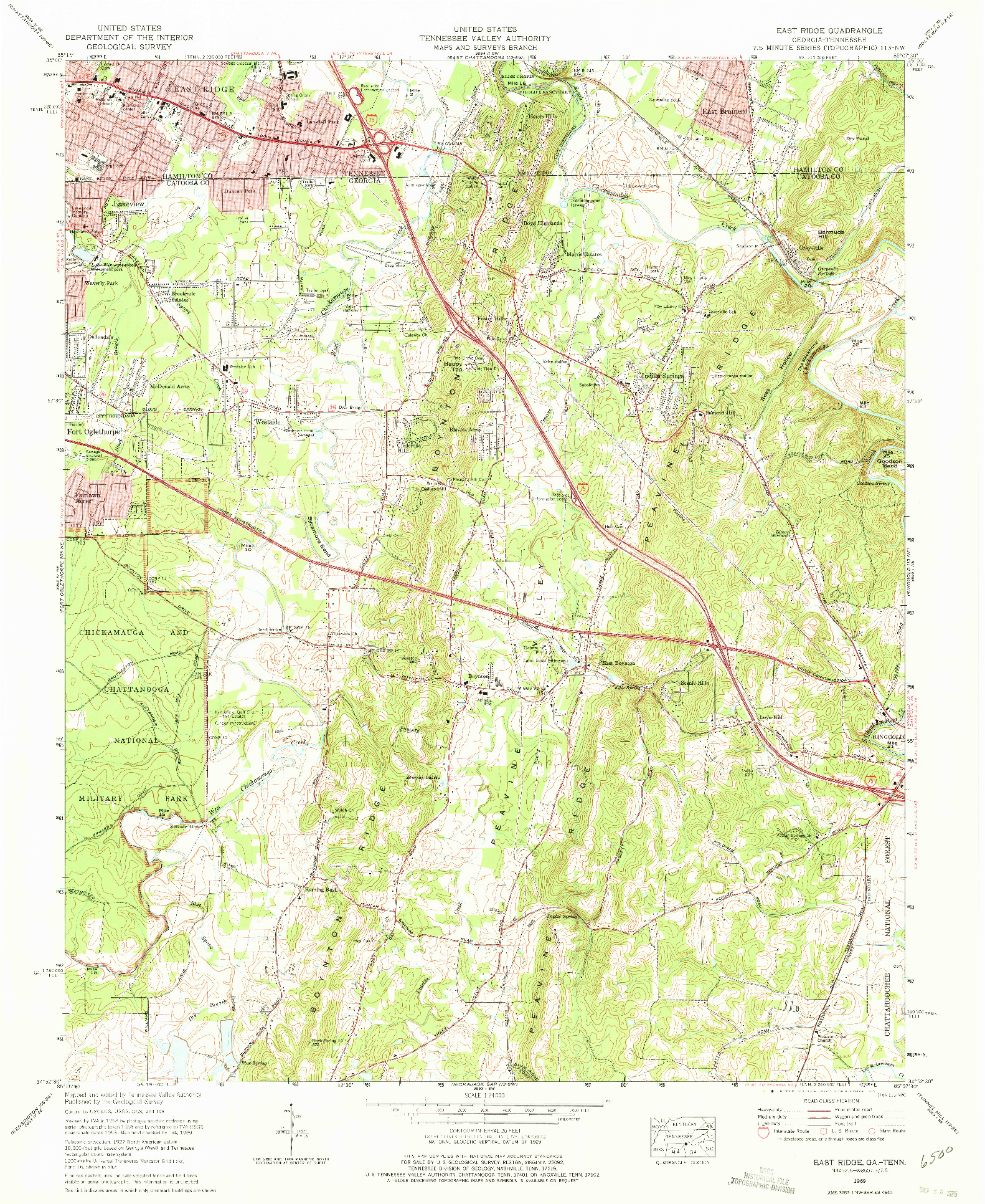 USGS 1:24000-SCALE QUADRANGLE FOR EAST RIDGE, GA 1969