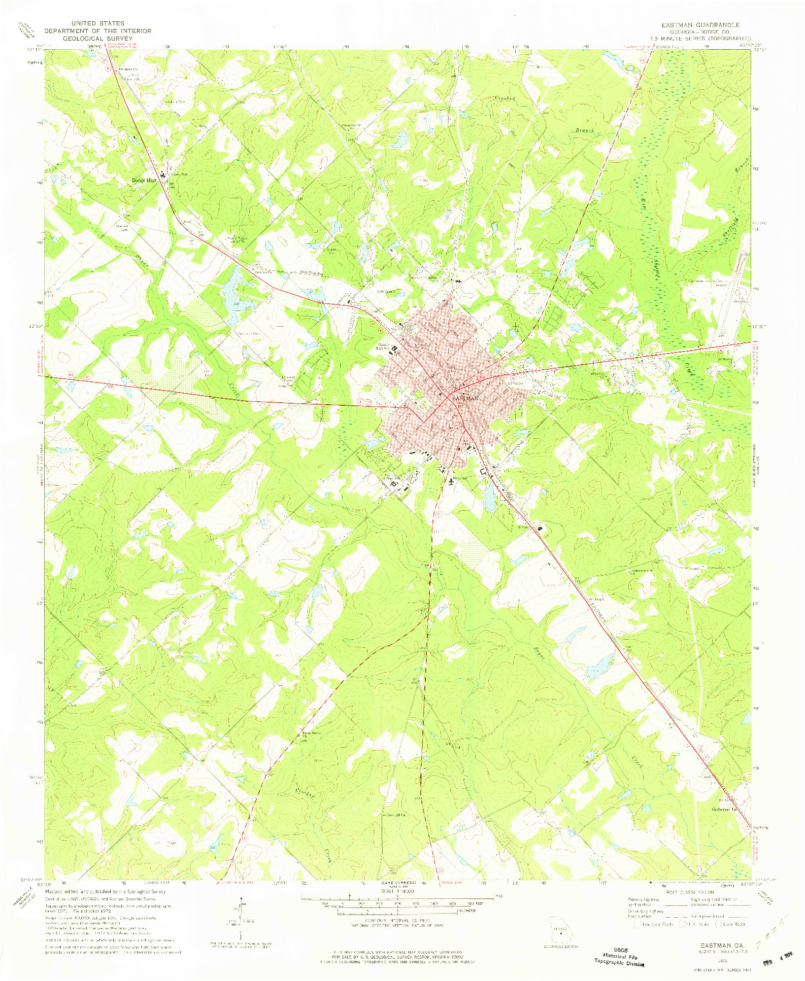 USGS 1:24000-SCALE QUADRANGLE FOR EASTMAN, GA 1972