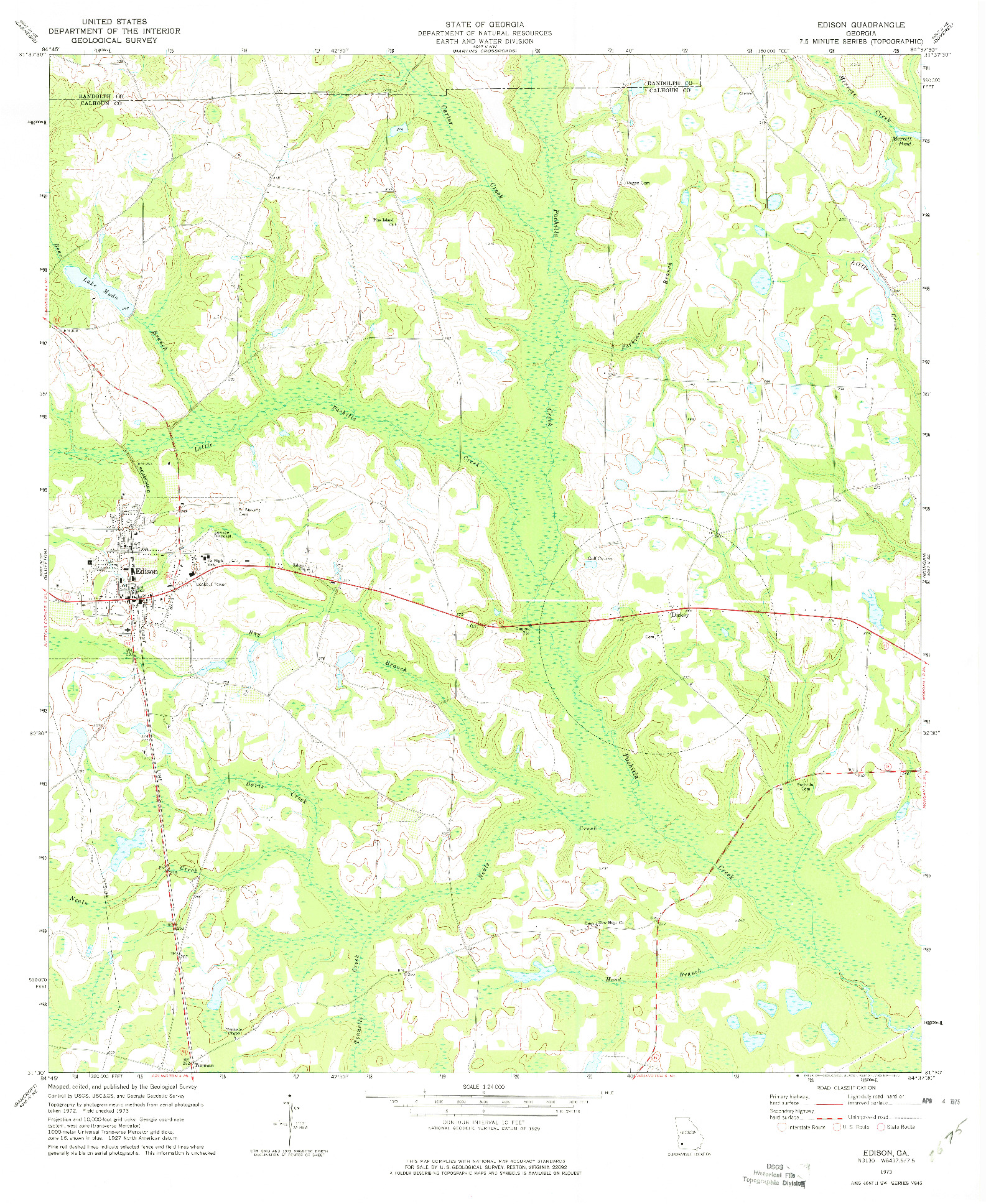 USGS 1:24000-SCALE QUADRANGLE FOR EDISON, GA 1973