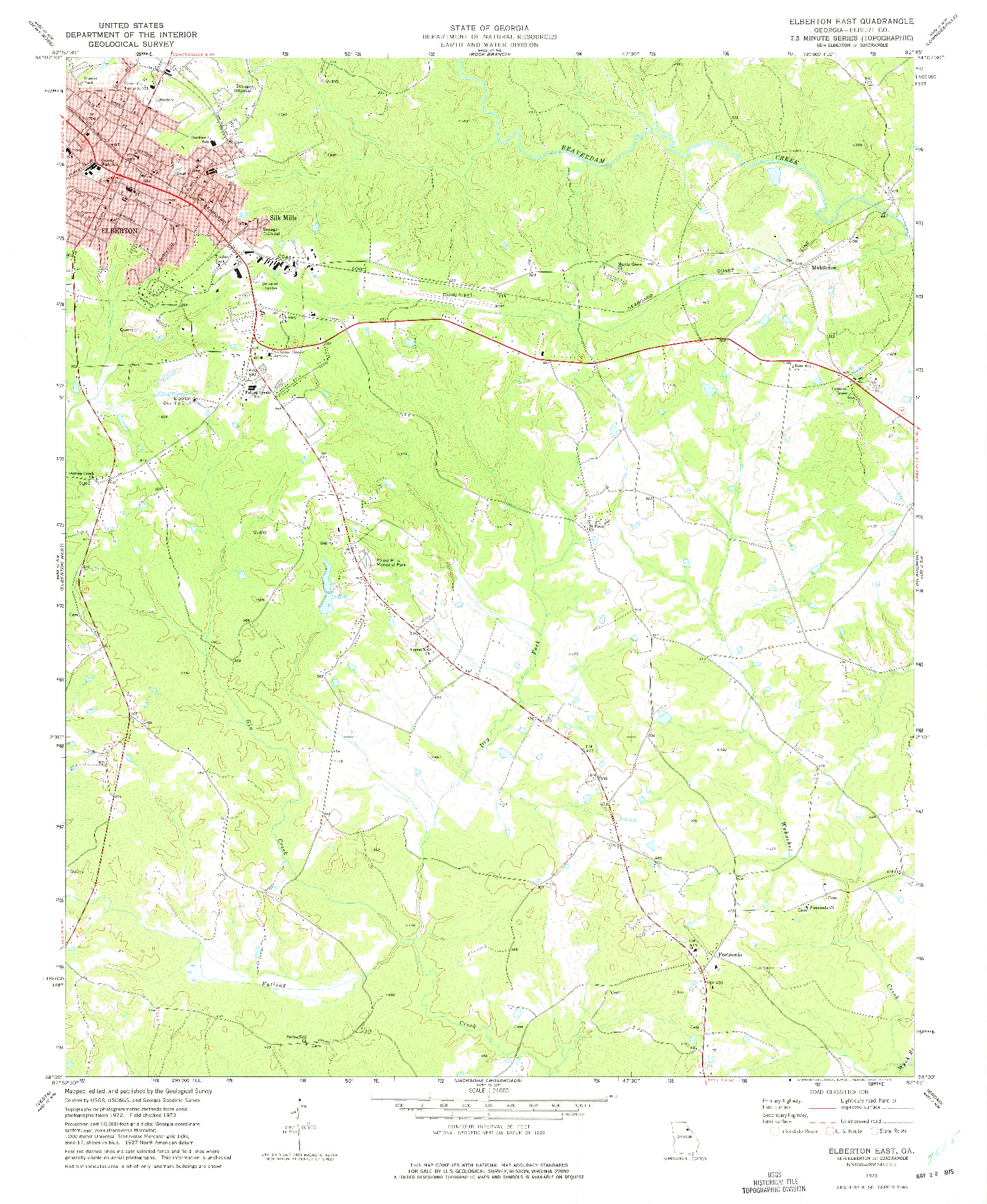 USGS 1:24000-SCALE QUADRANGLE FOR ELBERTON EAST, GA 1973