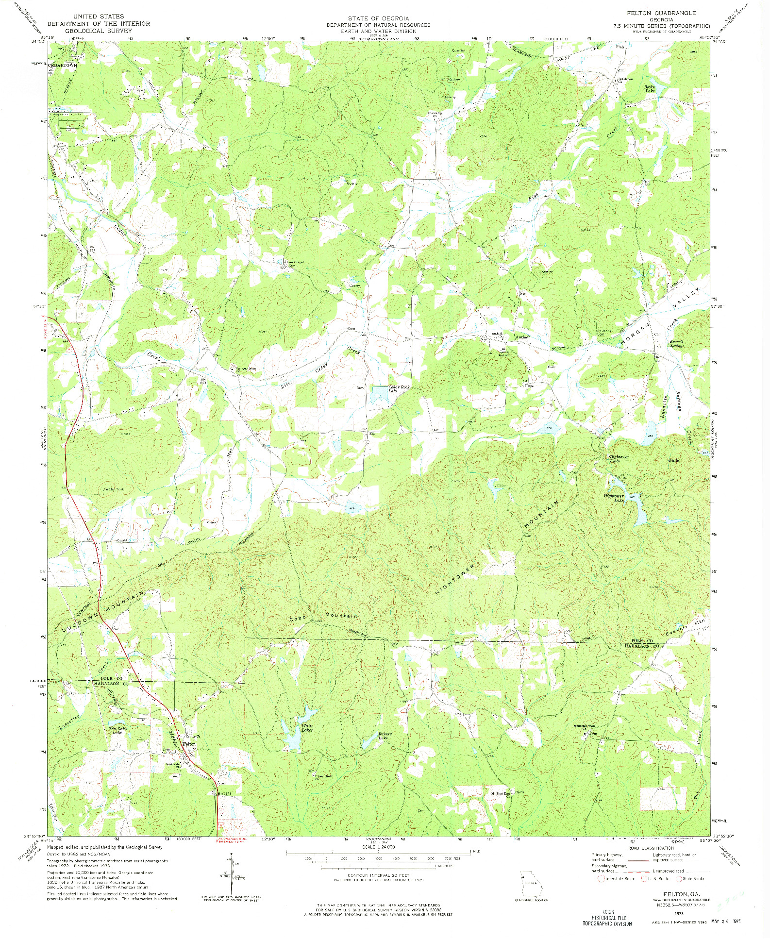 USGS 1:24000-SCALE QUADRANGLE FOR FELTON, GA 1973