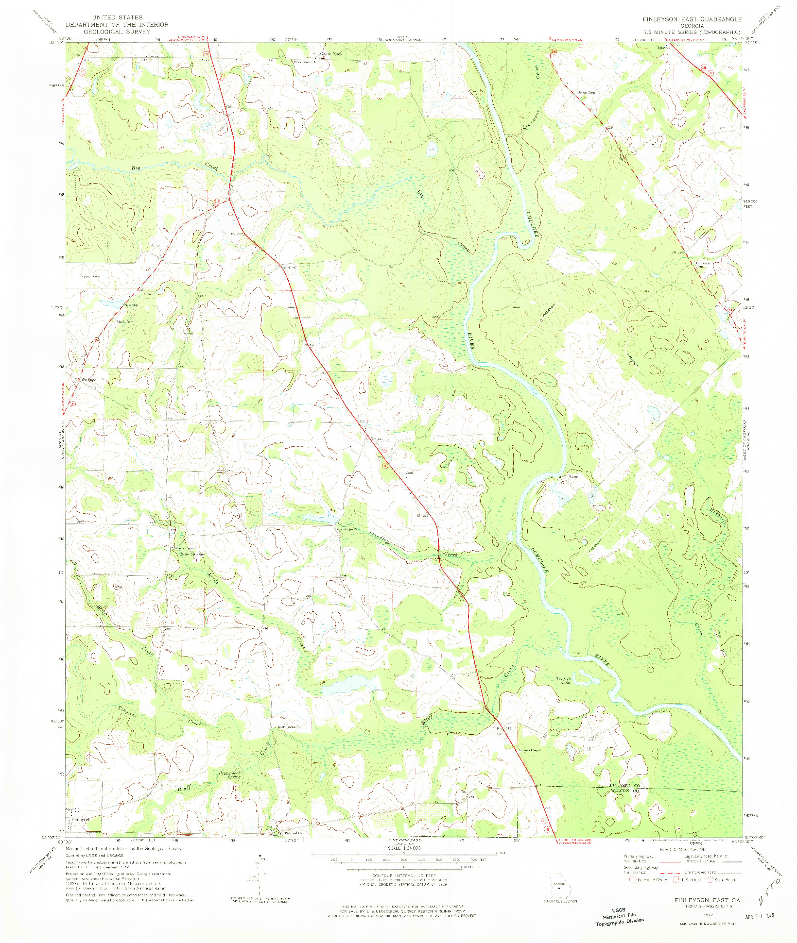 USGS 1:24000-SCALE QUADRANGLE FOR FINLEYSON EAST, GA 1972
