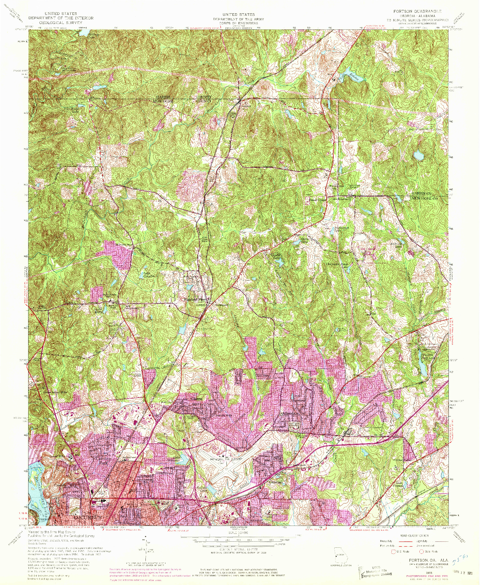 USGS 1:24000-SCALE QUADRANGLE FOR FORTSON, GA 1955