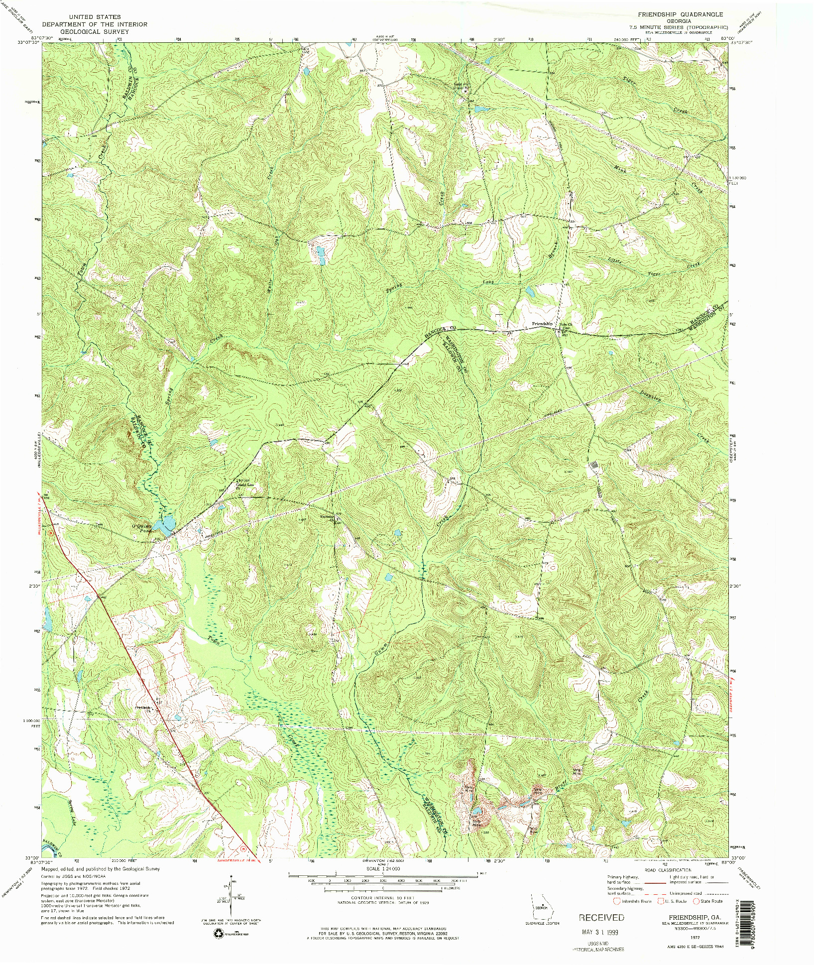 USGS 1:24000-SCALE QUADRANGLE FOR FRIENDSHIP, GA 1972