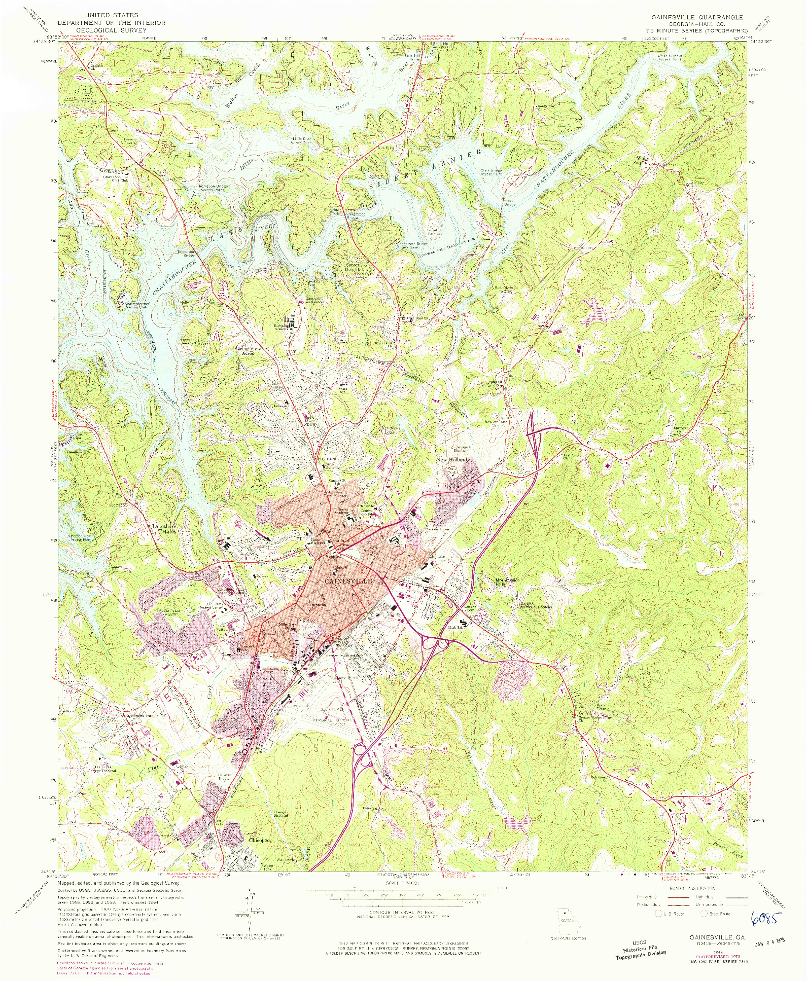 USGS 1:24000-SCALE QUADRANGLE FOR GAINESVILLE, GA 1964