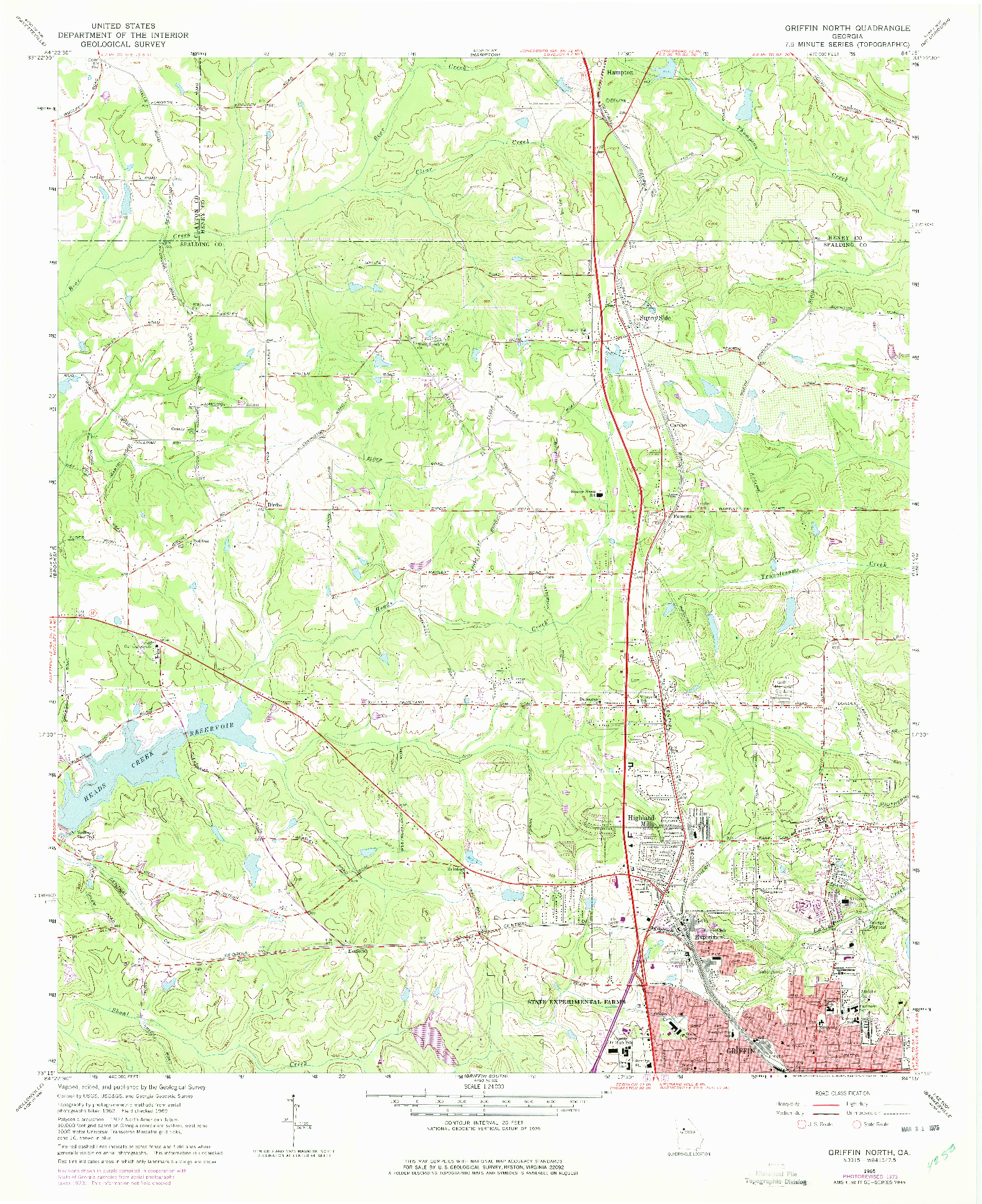 USGS 1:24000-SCALE QUADRANGLE FOR GRIFFIN NORTH, GA 1965
