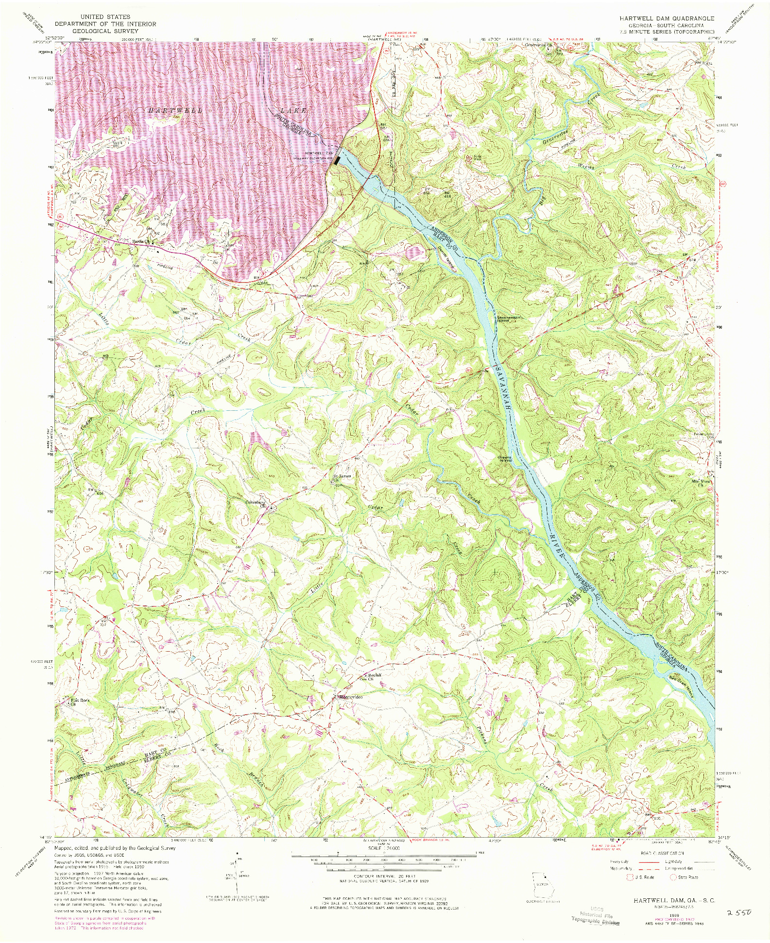 USGS 1:24000-SCALE QUADRANGLE FOR HARTWELL DAM, GA 1959