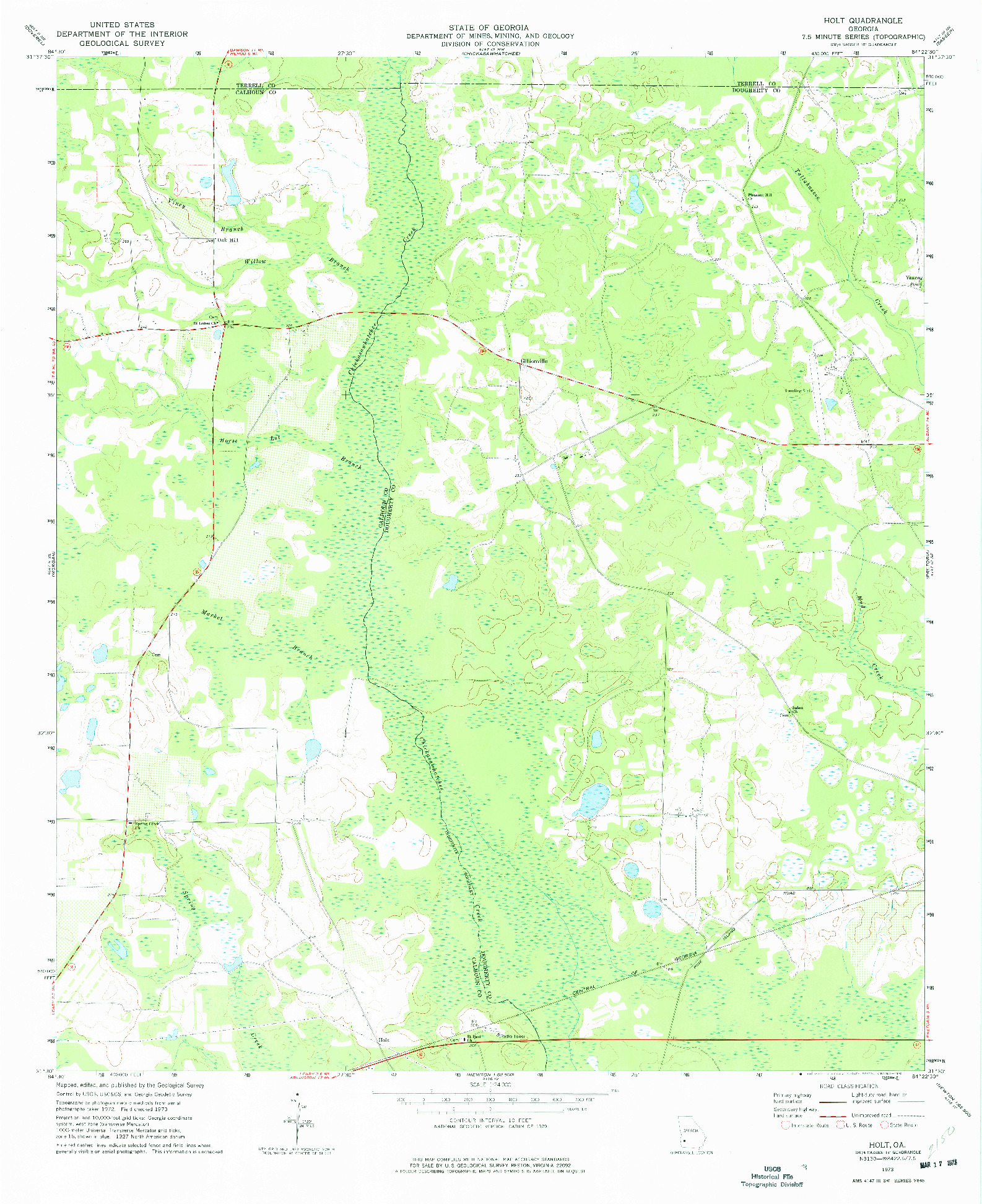 USGS 1:24000-SCALE QUADRANGLE FOR HOLT, GA 1973