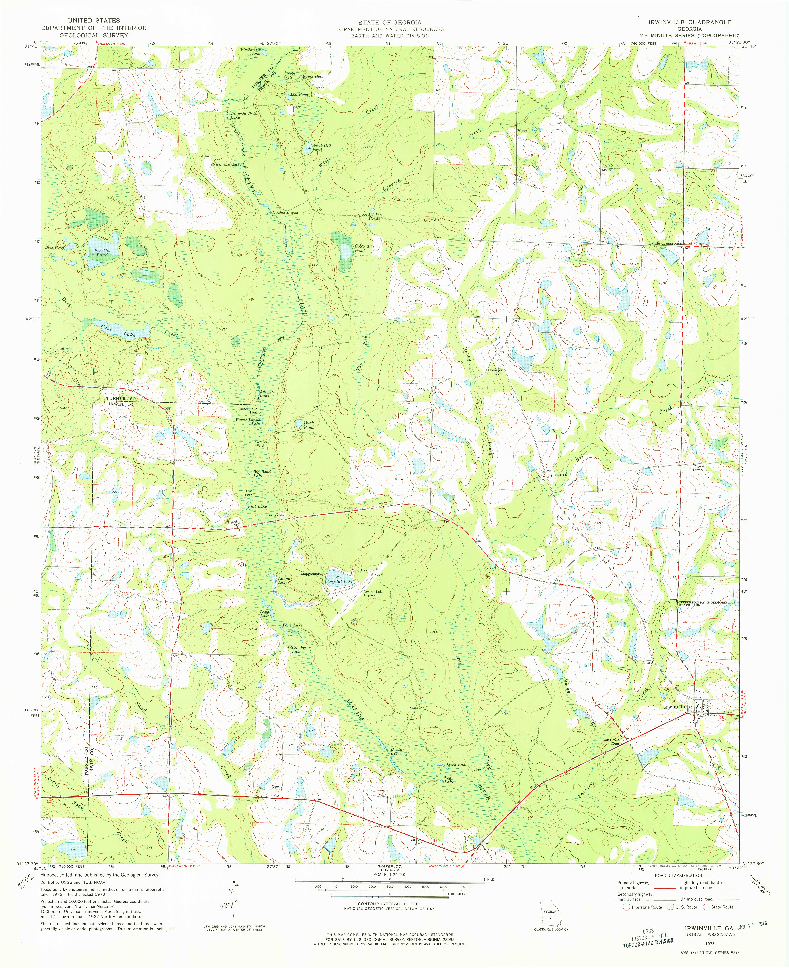 USGS 1:24000-SCALE QUADRANGLE FOR IRWINVILLE, GA 1973