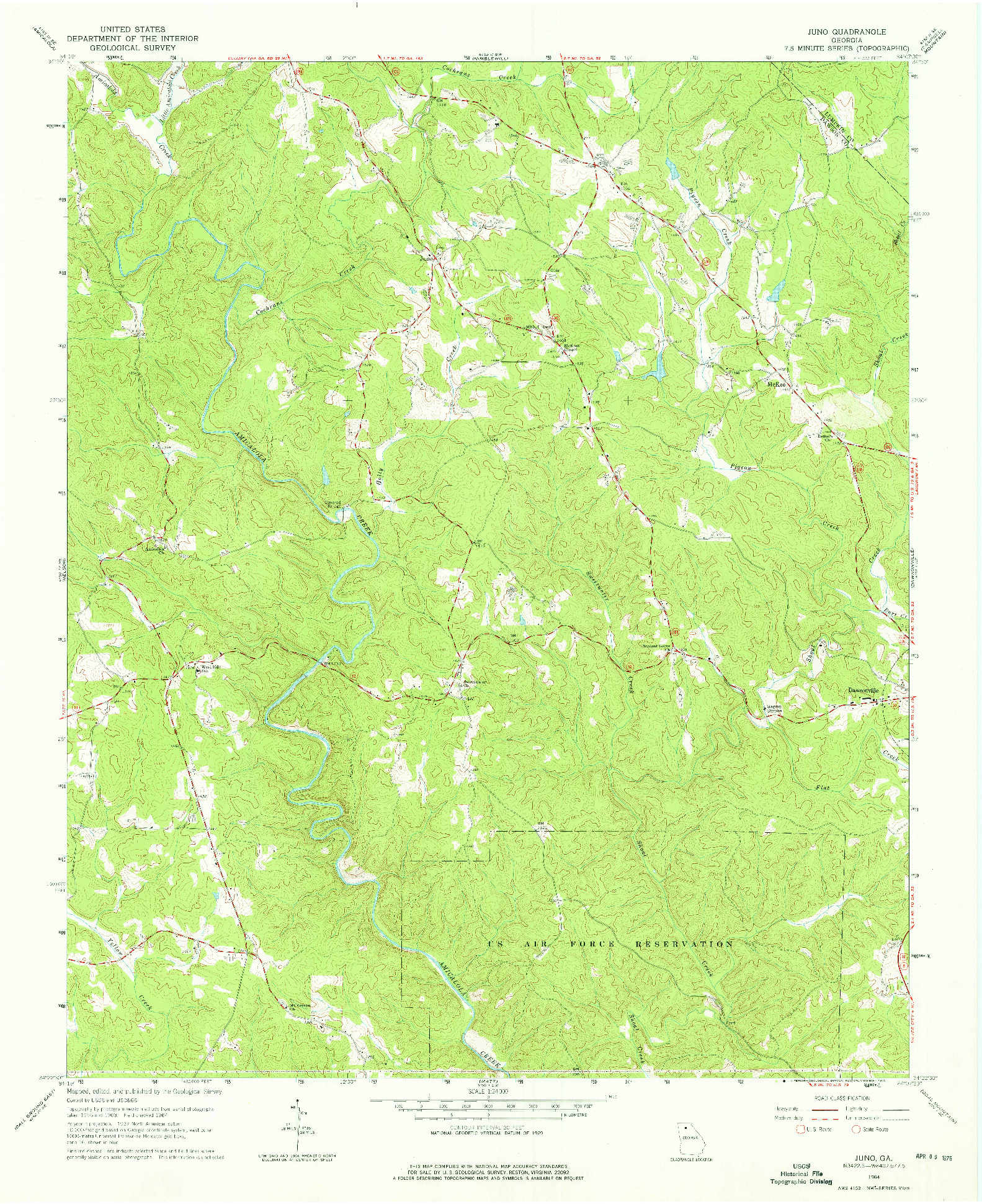 USGS 1:24000-SCALE QUADRANGLE FOR JUNO, GA 1964