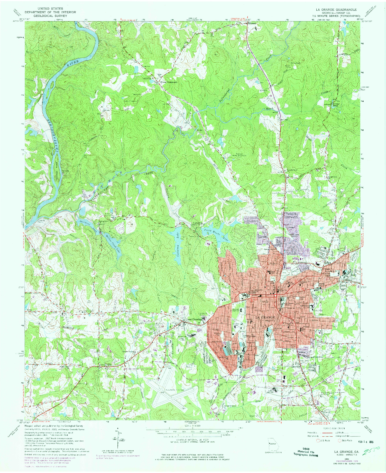 USGS 1:24000-SCALE QUADRANGLE FOR LA GRANGE, GA 1964