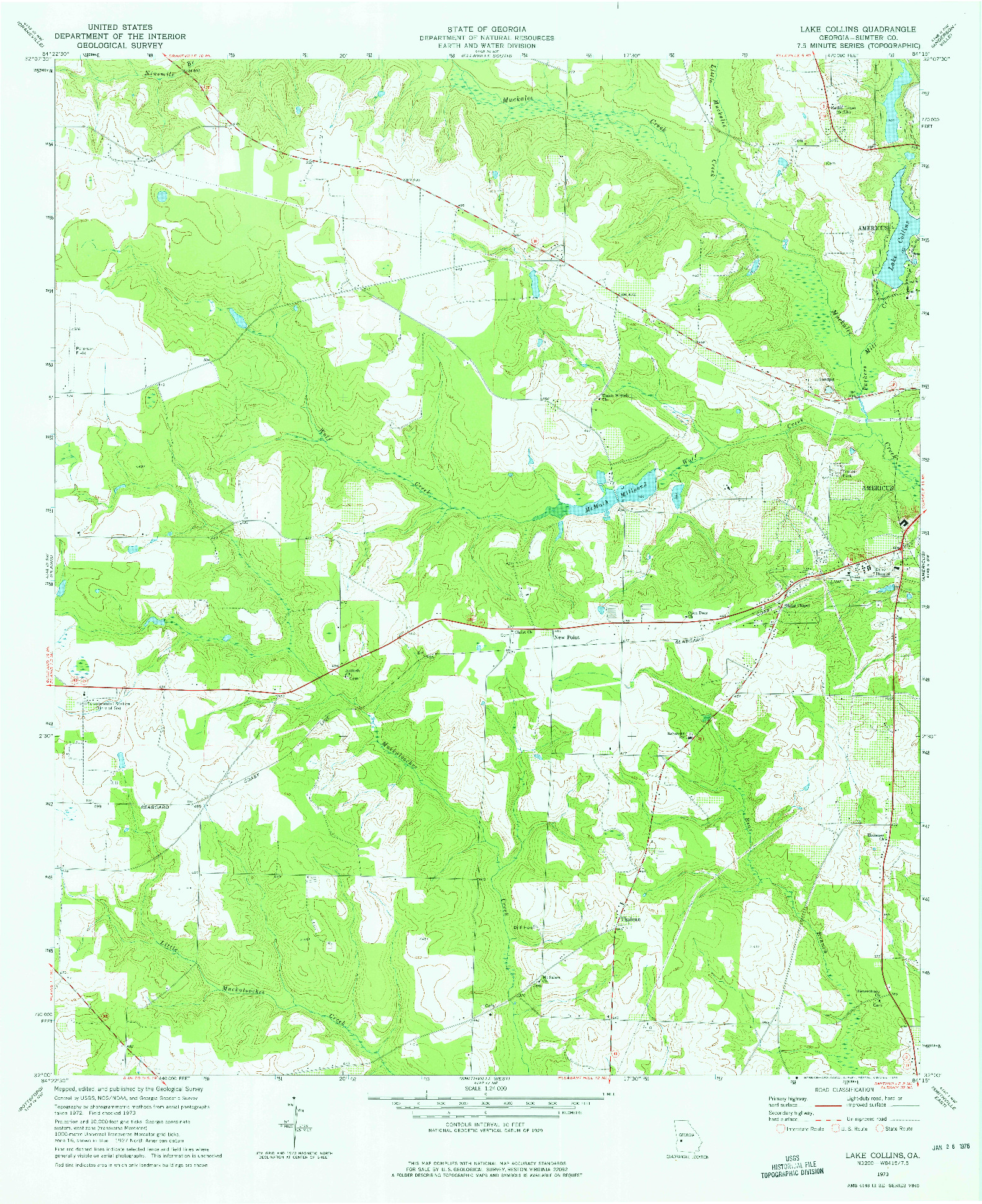 USGS 1:24000-SCALE QUADRANGLE FOR LAKE COLLINS, GA 1973