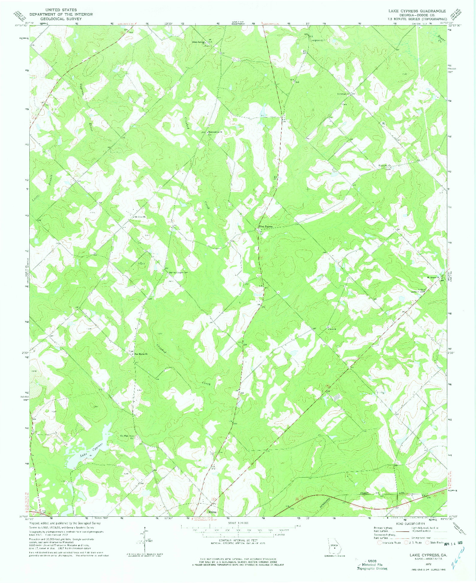 USGS 1:24000-SCALE QUADRANGLE FOR LAKE CYPRESS, GA 1972